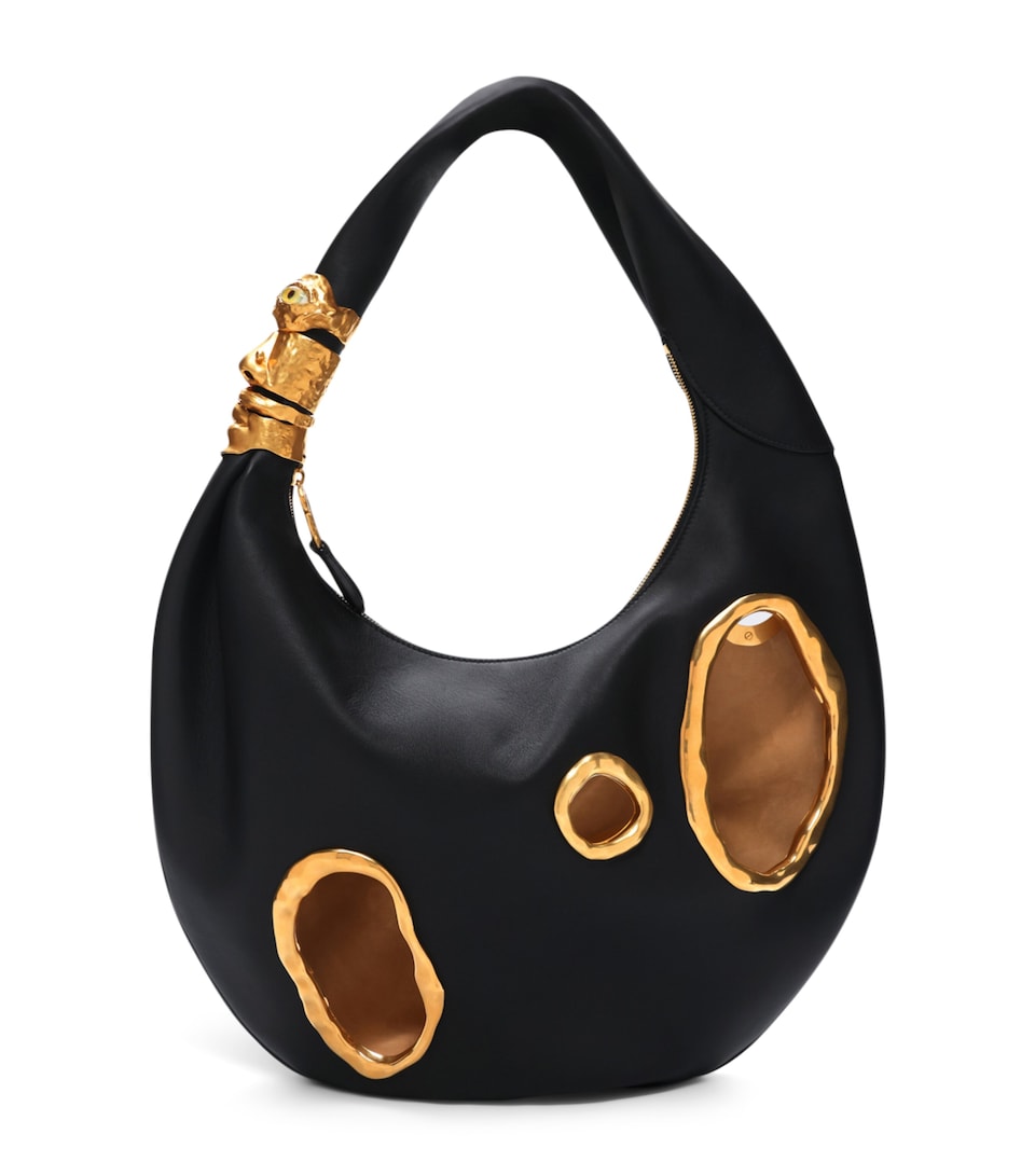 Schiaparelli Large Calfskin Soufflé Shoulder Bag Black