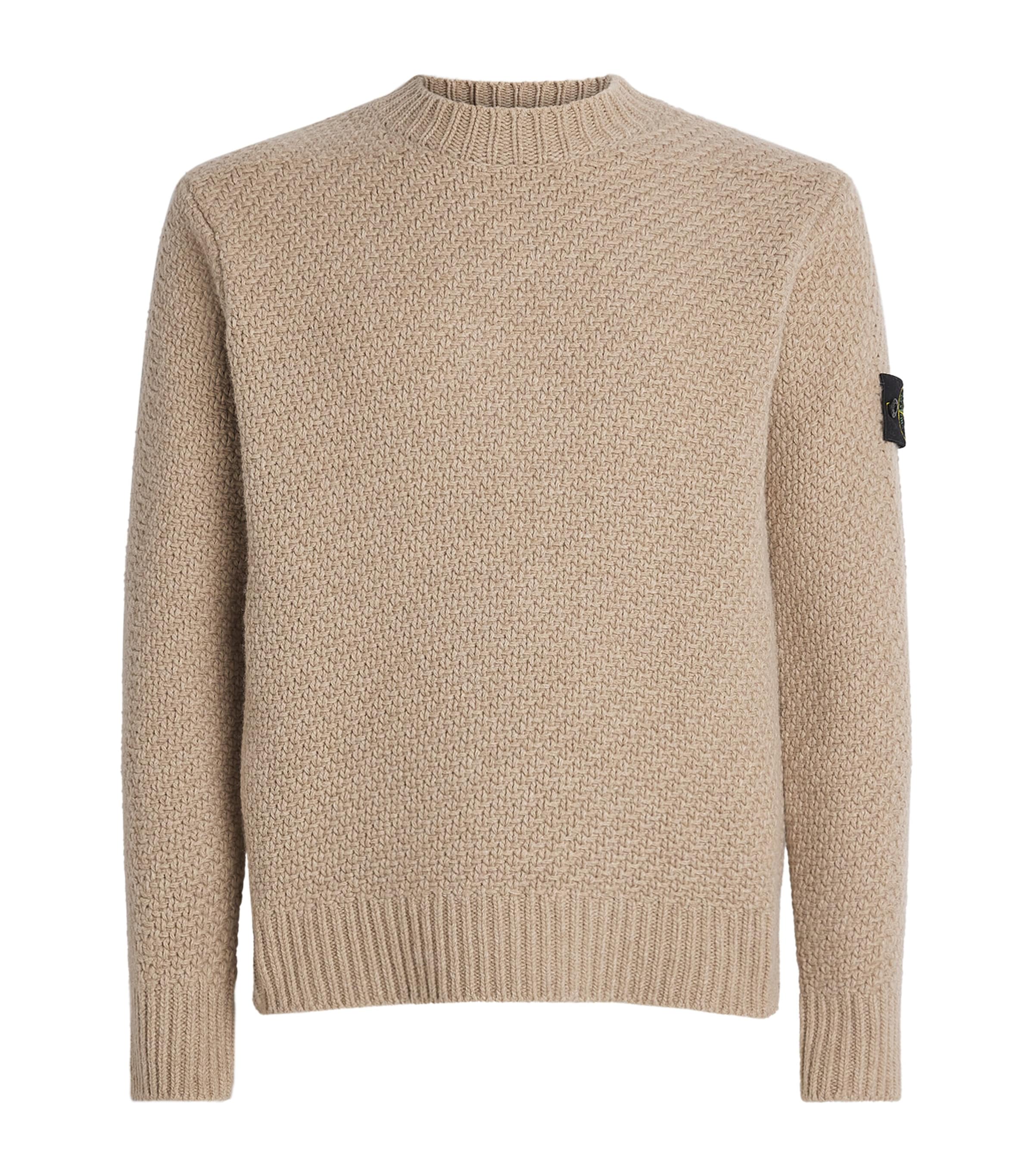 Stone Island Mens Virgin Wool-Blend Crew-Neck Sweater