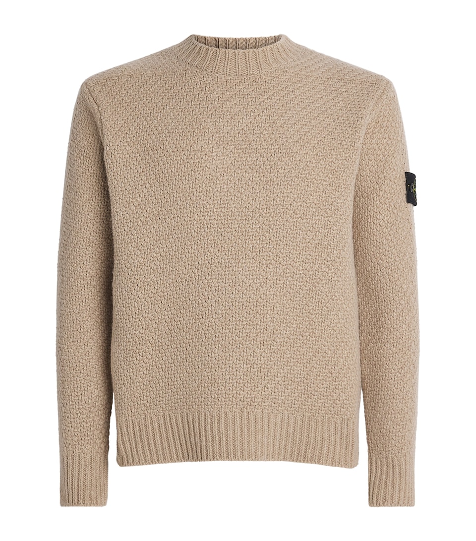 Stone Island Mens Virgin Wool-Blend Crew-Neck Sweater