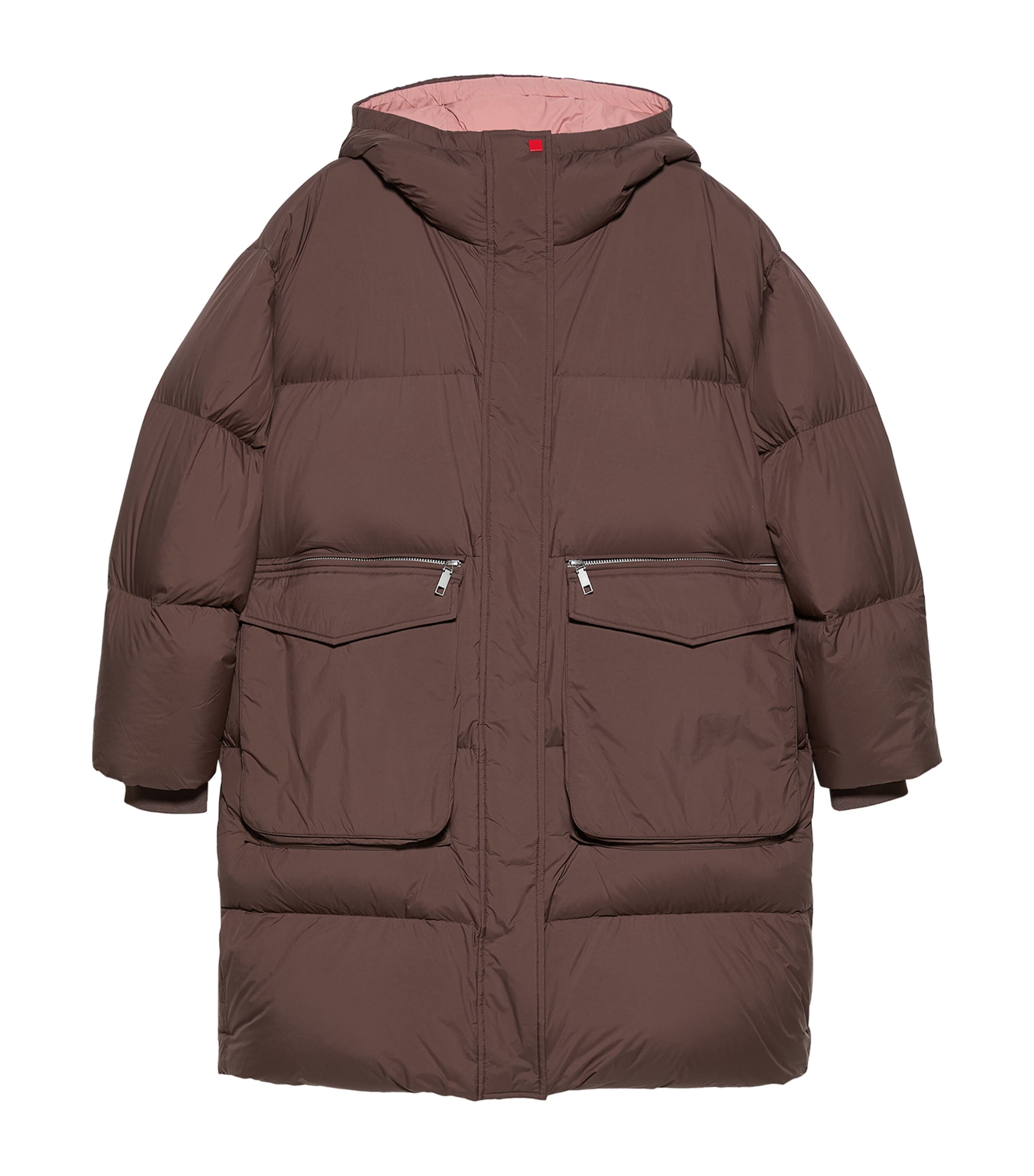 MAX&Co. Womens Hooded Puffer Jacket Dark Brown