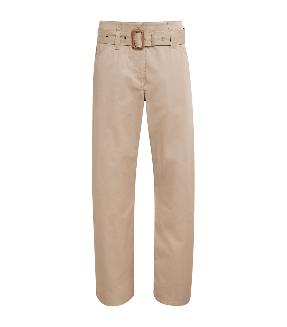 Acne Studios Womens Cotton Belted Trousers Pale Beige