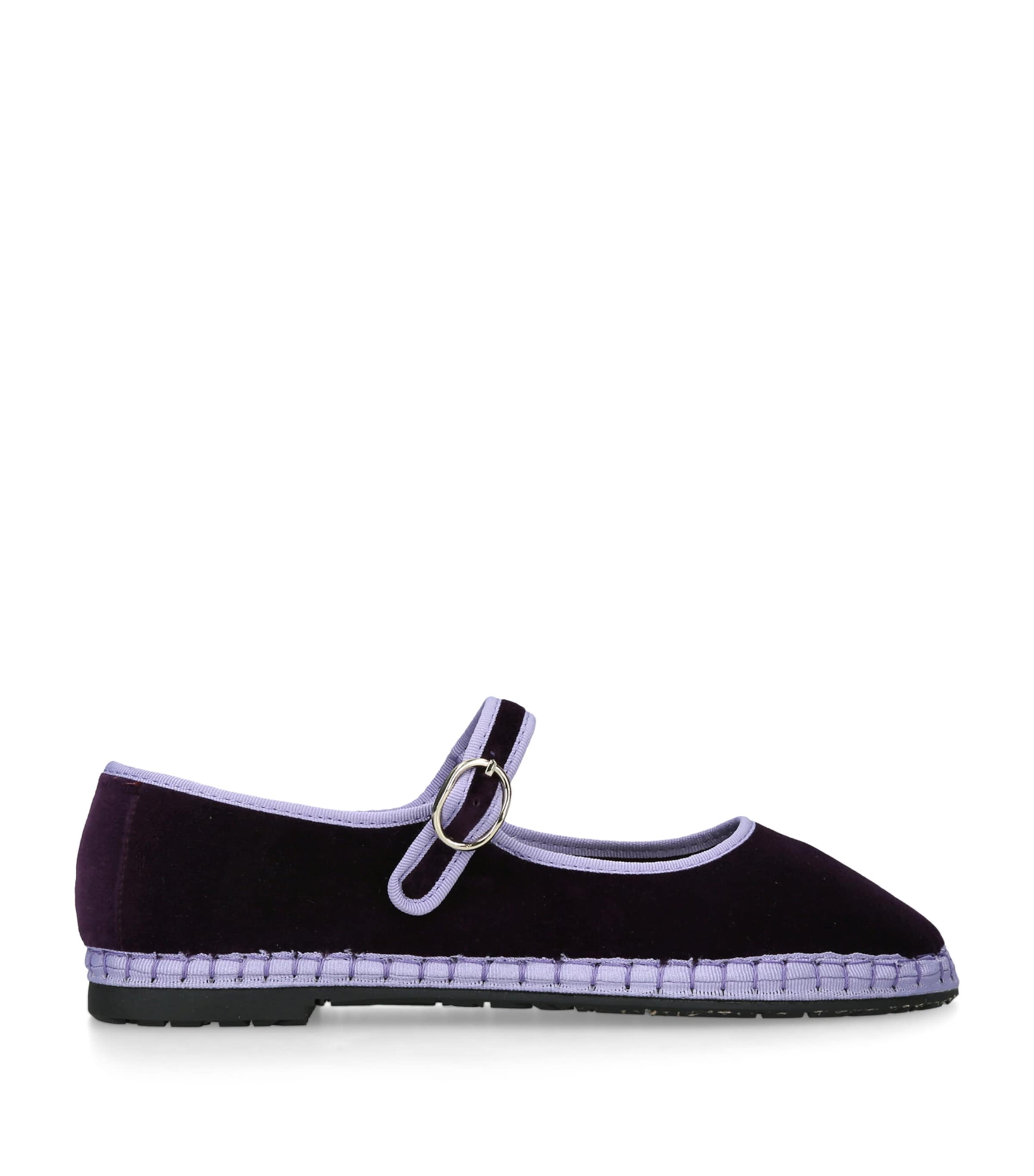 Flabelus Velvet Linton Mary Janes Purple