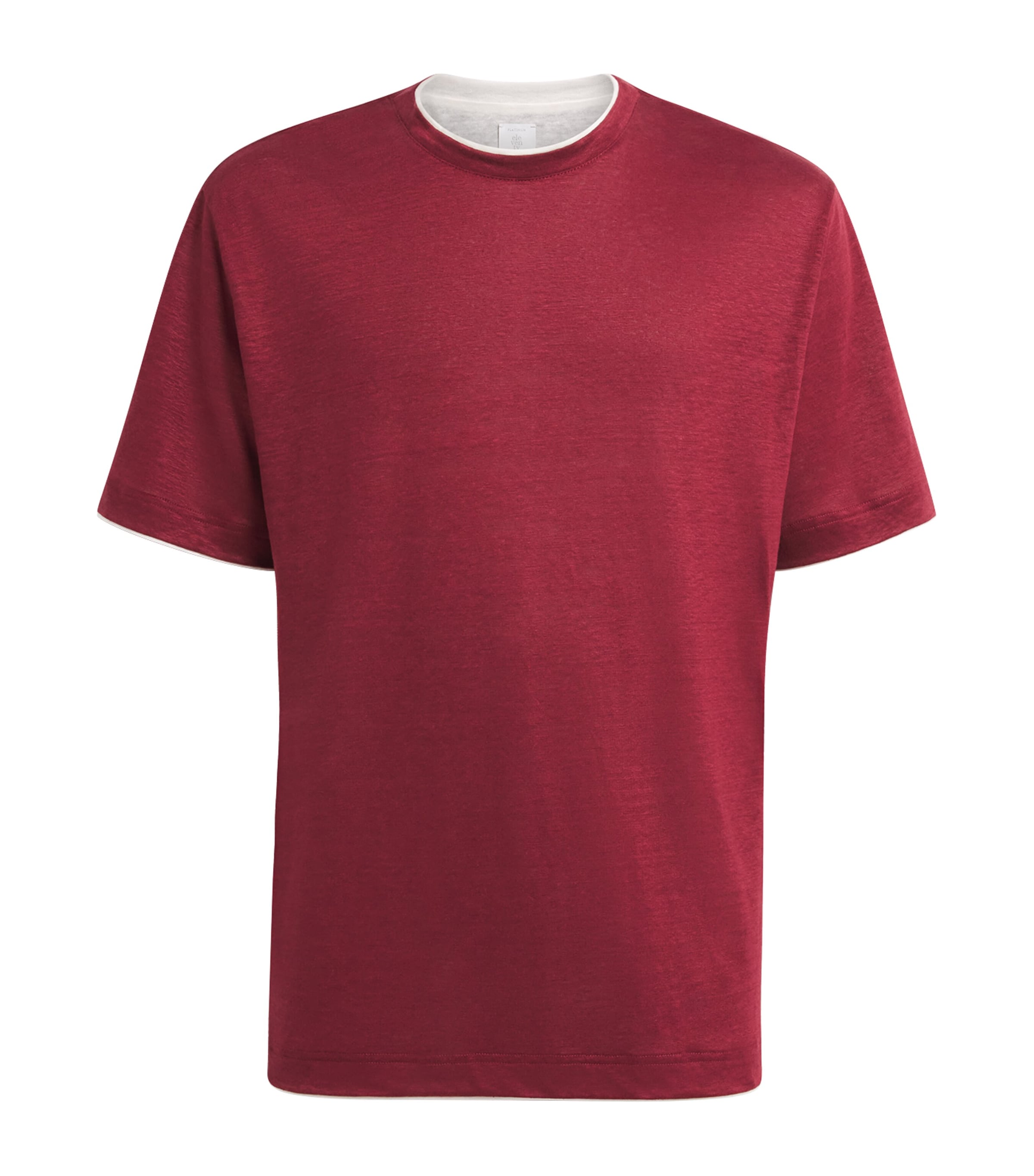 Eleventy Mens Linen Layered T-Shirt Rosso E Bianco