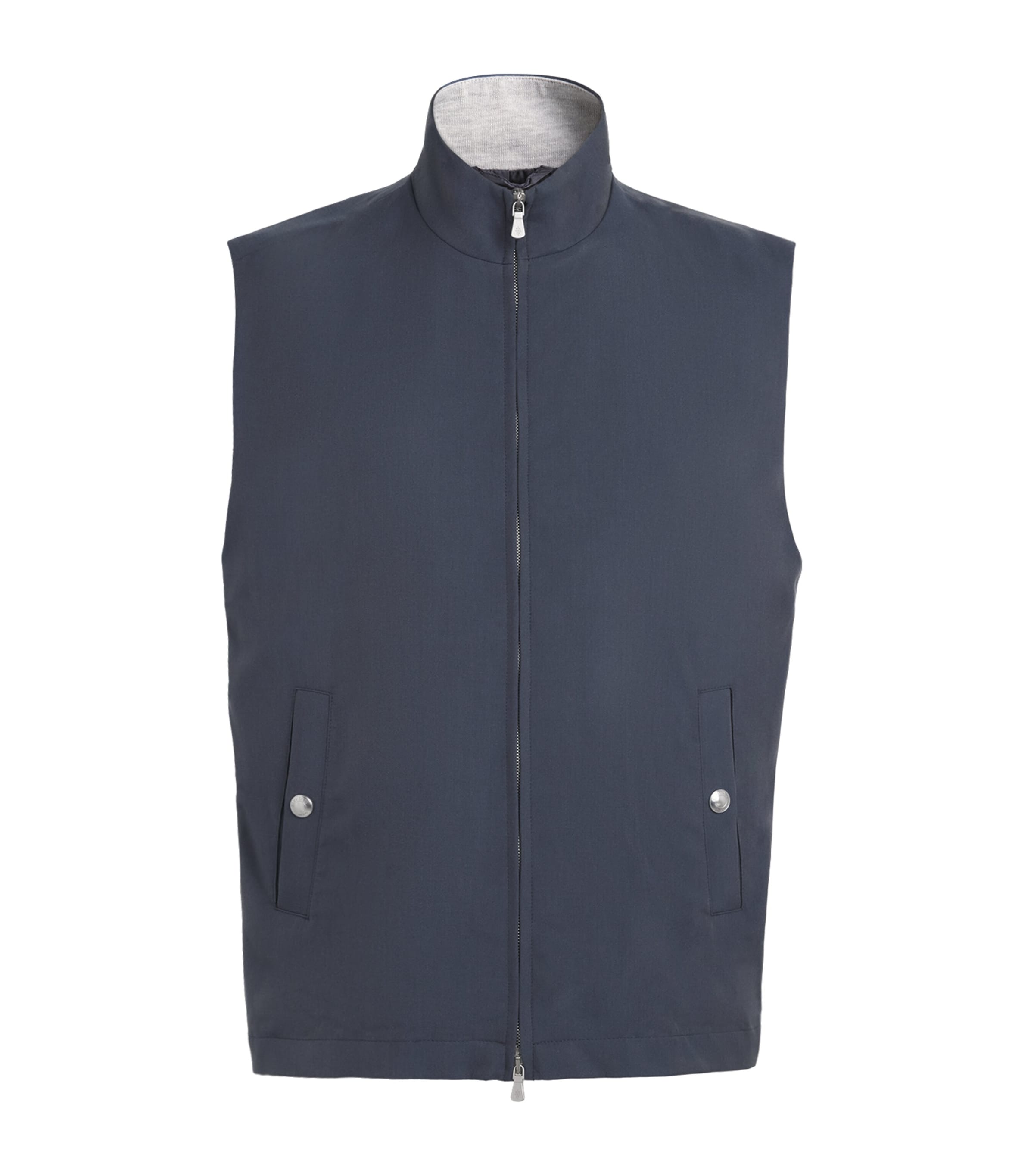 Eleventy Mens Silk Technical Gilet Blu