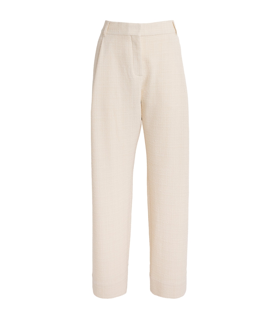 Bouclé Pleated Tapered Trousers