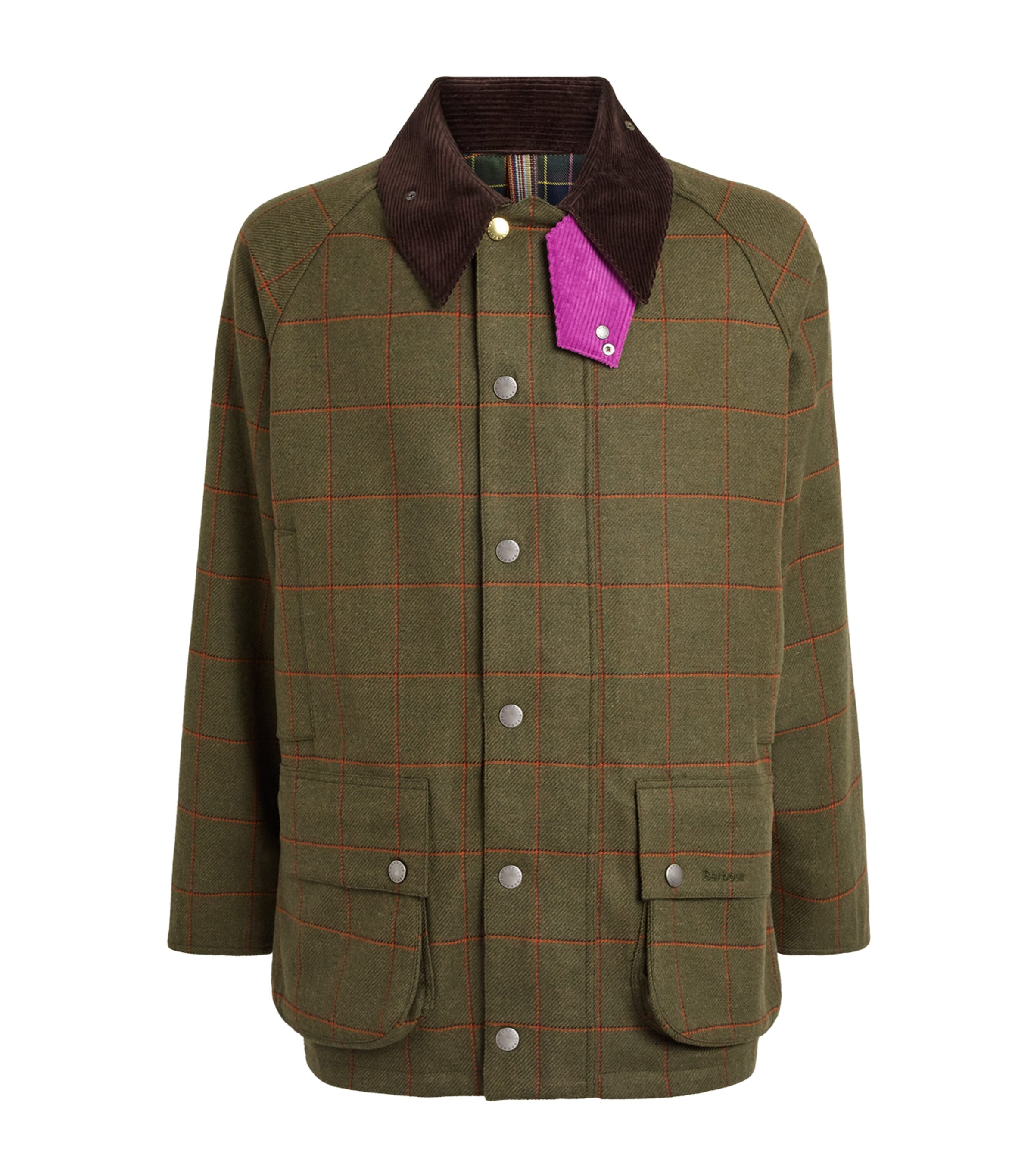 Barbour Mens x Paul Smith Wool Beaufort Windowpane Jacket Olive Window Pane