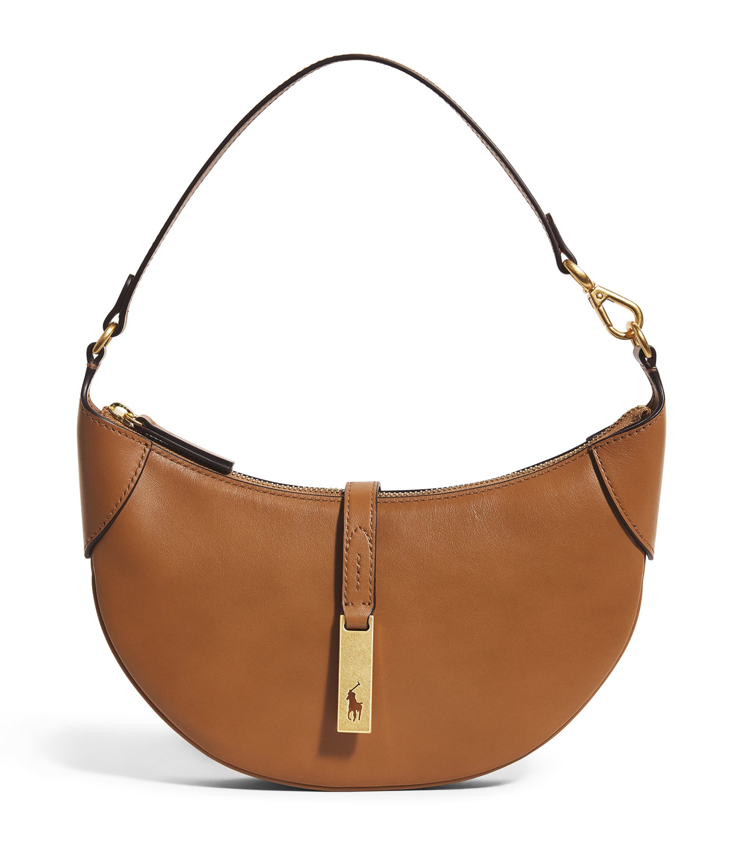 Polo Ralph Lauren Leather Polo ID Shoulder Bag Cla Tan