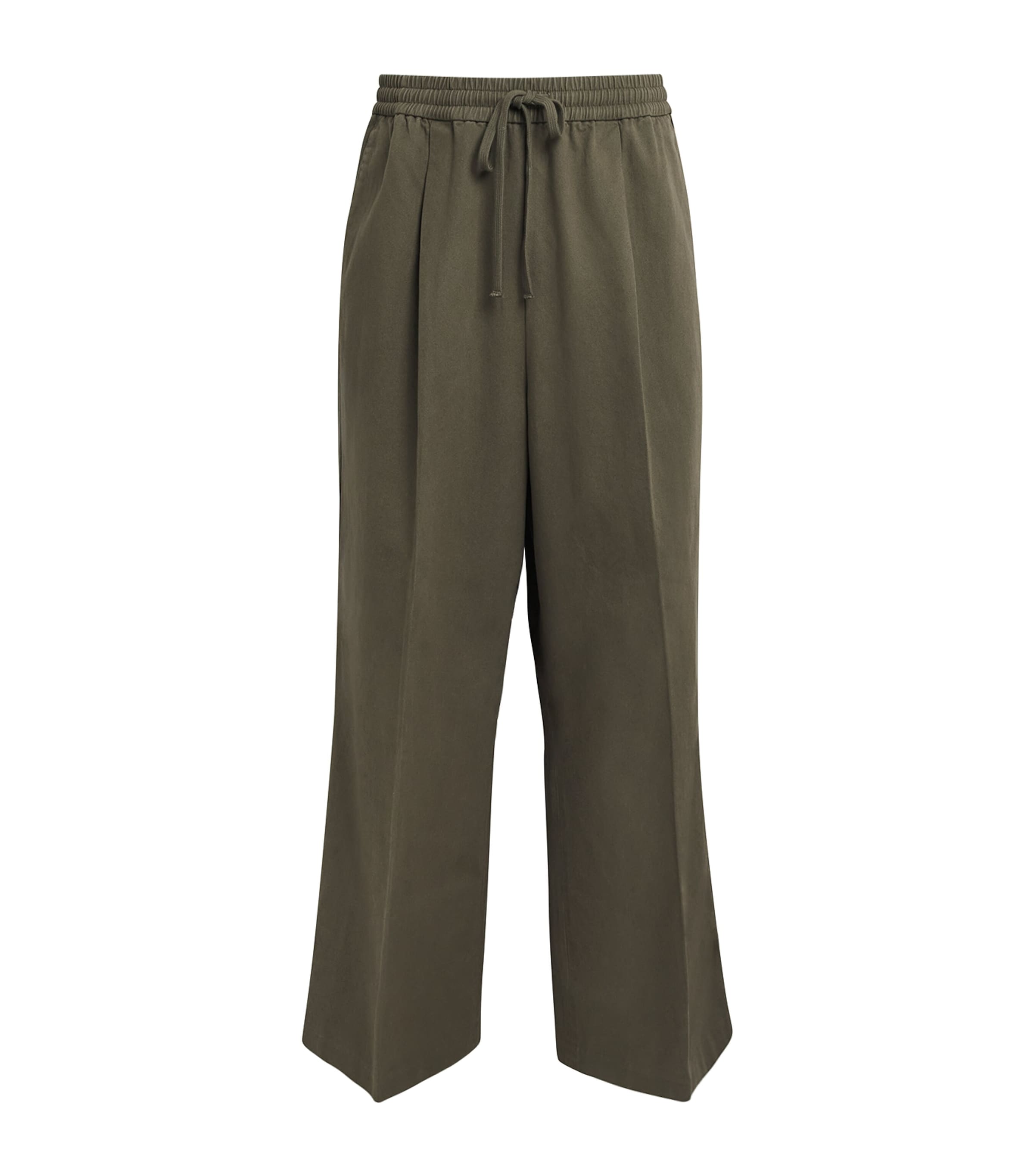 FEAR OF GOD ESSENTIALS Mens Cotton Pleated Drawstring Trousers Moss