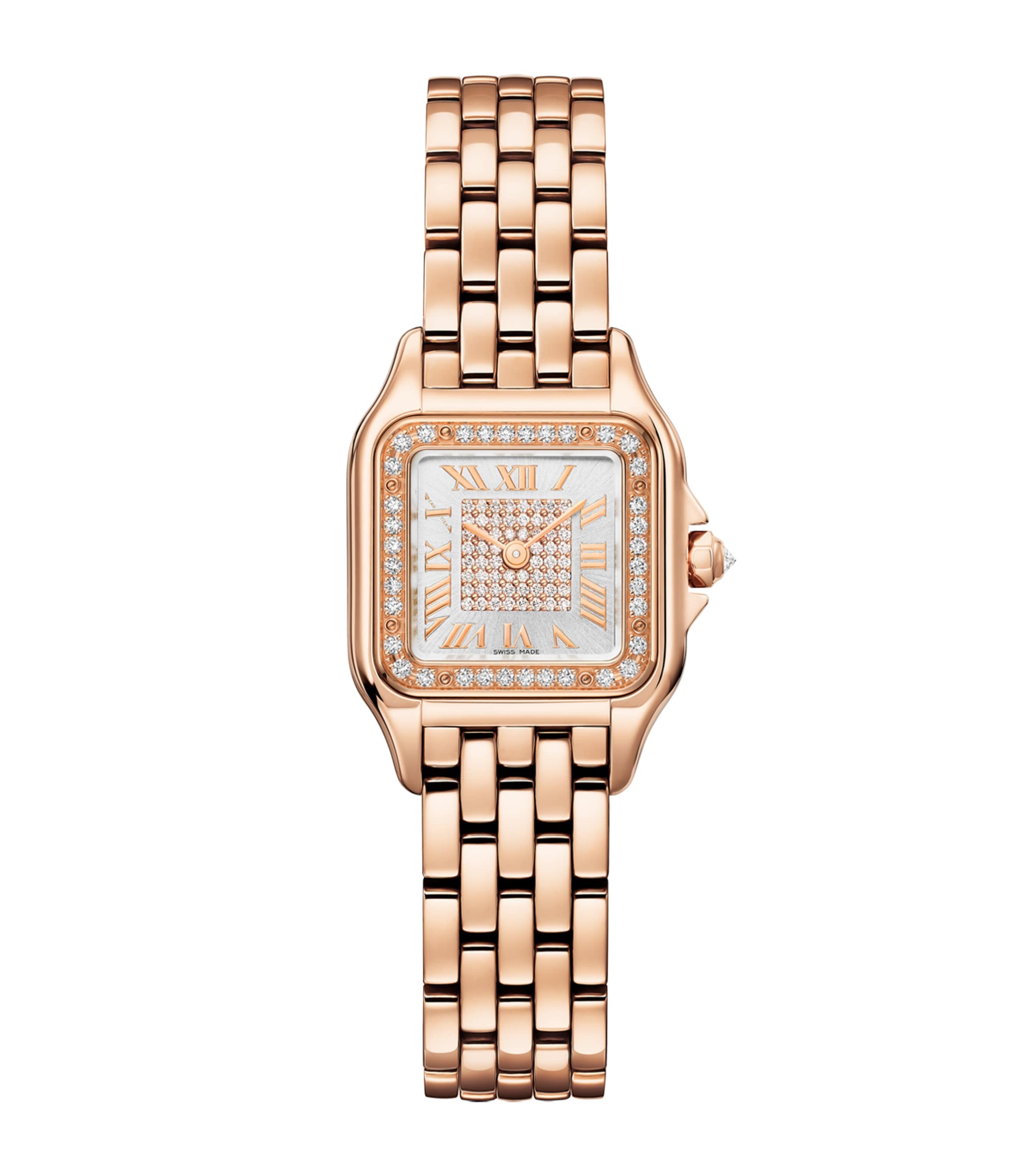 Cartier Small Rose Gold and Diamond Panthère de Cartier Watch Silvered
