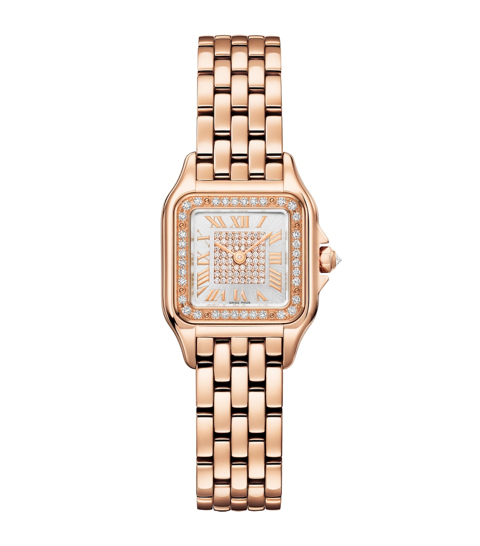 Cartier Small Rose Gold and Diamond Panthère de Cartier Watch Silvered