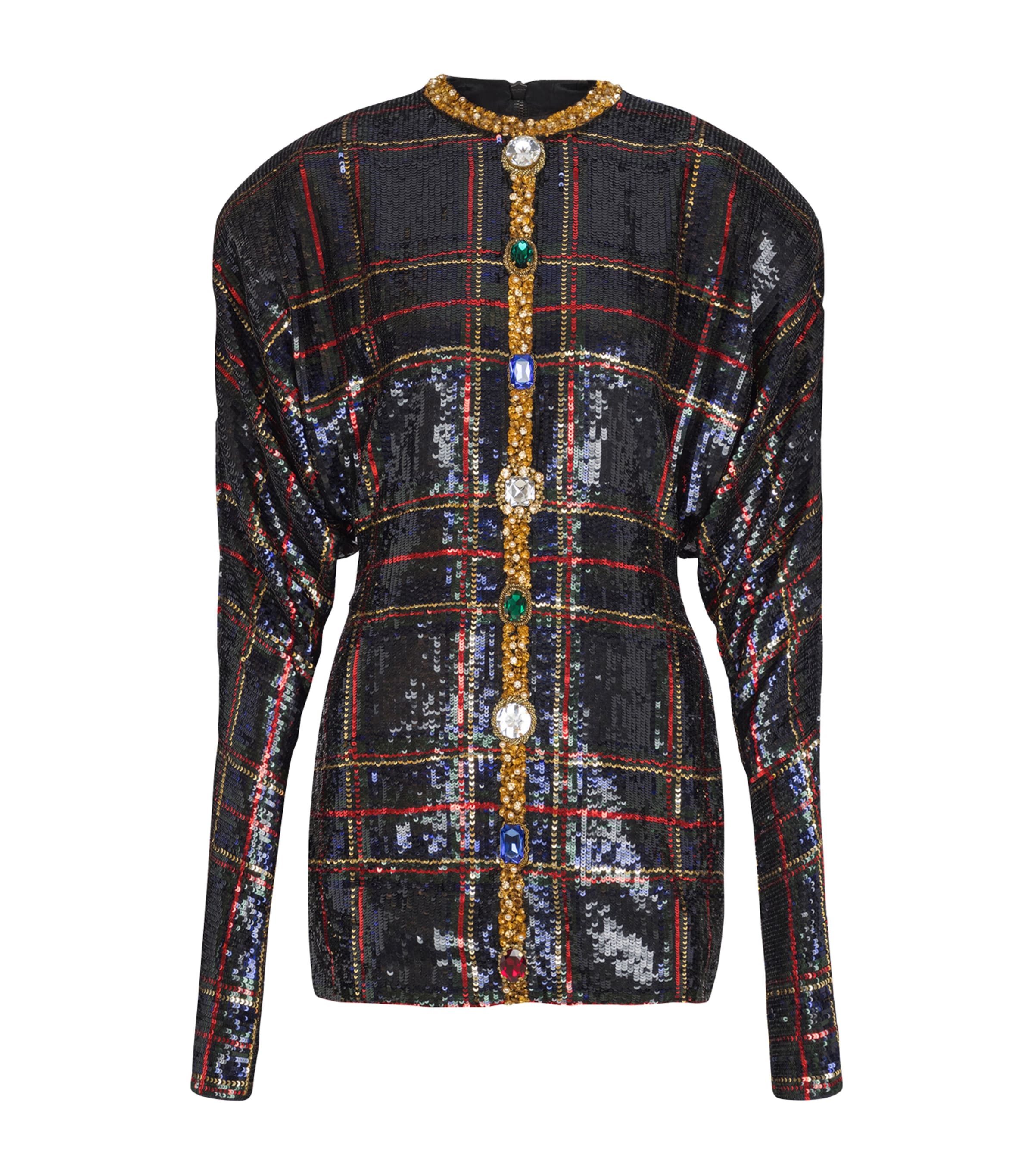 Embellished Check Dress