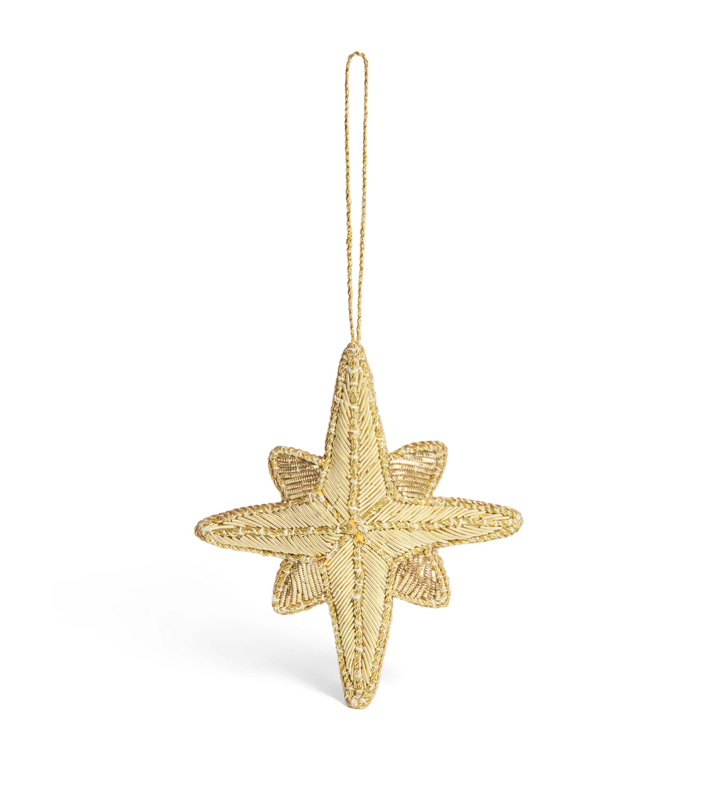 Harrods Beaded Star Tree Decoration Gold