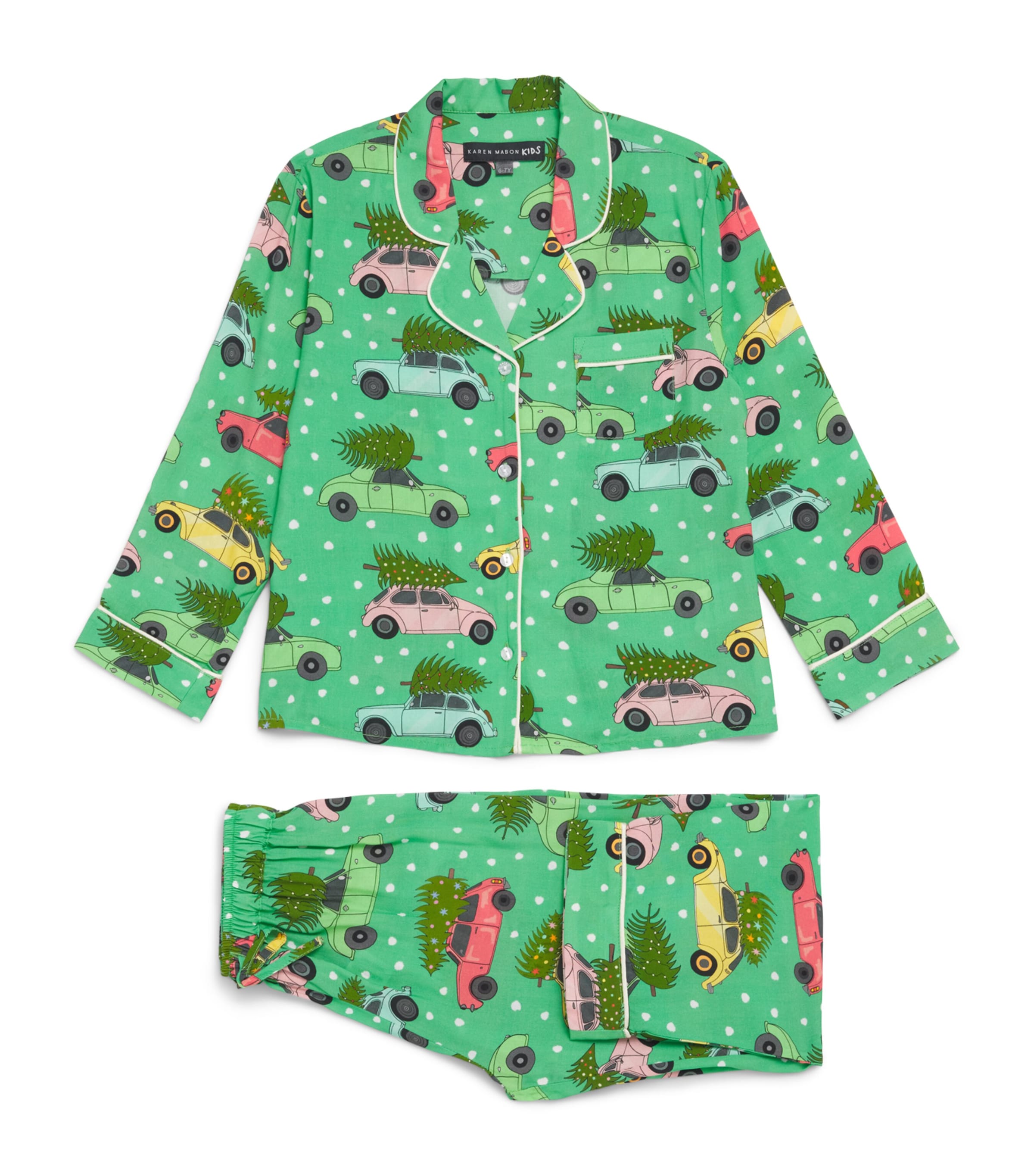 KAREN MABON KIDS Vintage Cars Print Pyjama Set (2-13 Years) Green