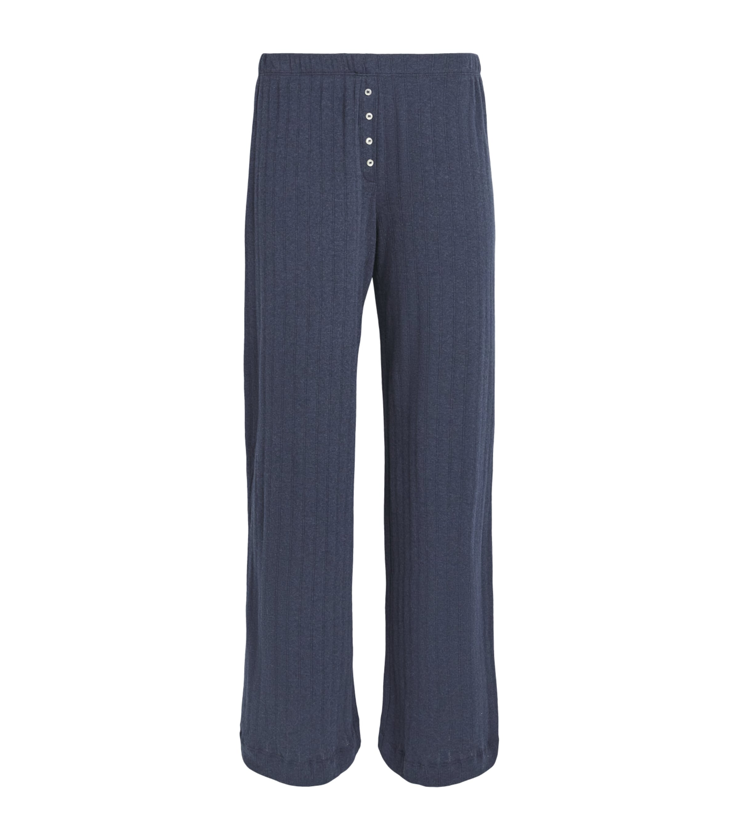 LESET Womens Cotton Pointelle Lounge Trousers Midnight Melange