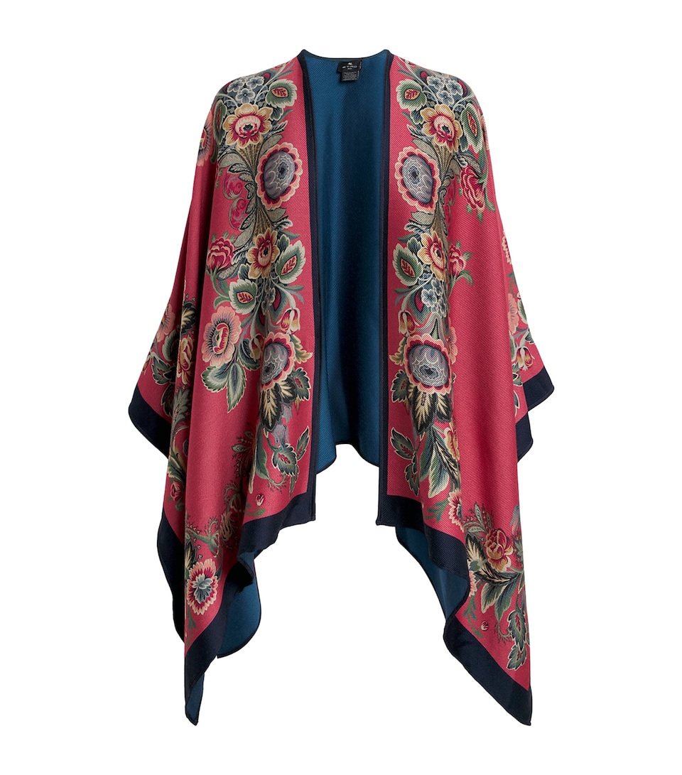 Wool-Blend Floral Cape