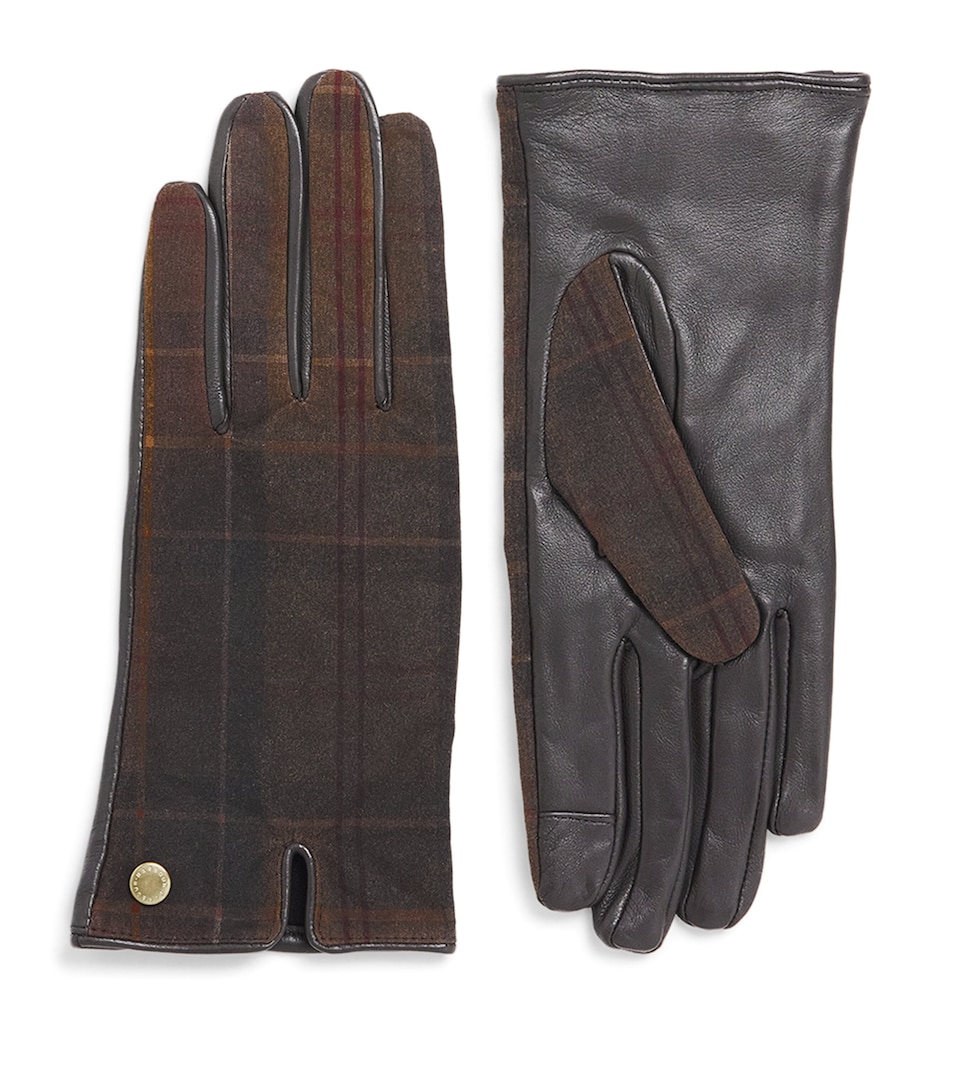Barbour Waxed Cotton Tartan Scarlet Gloves Muted Tartan