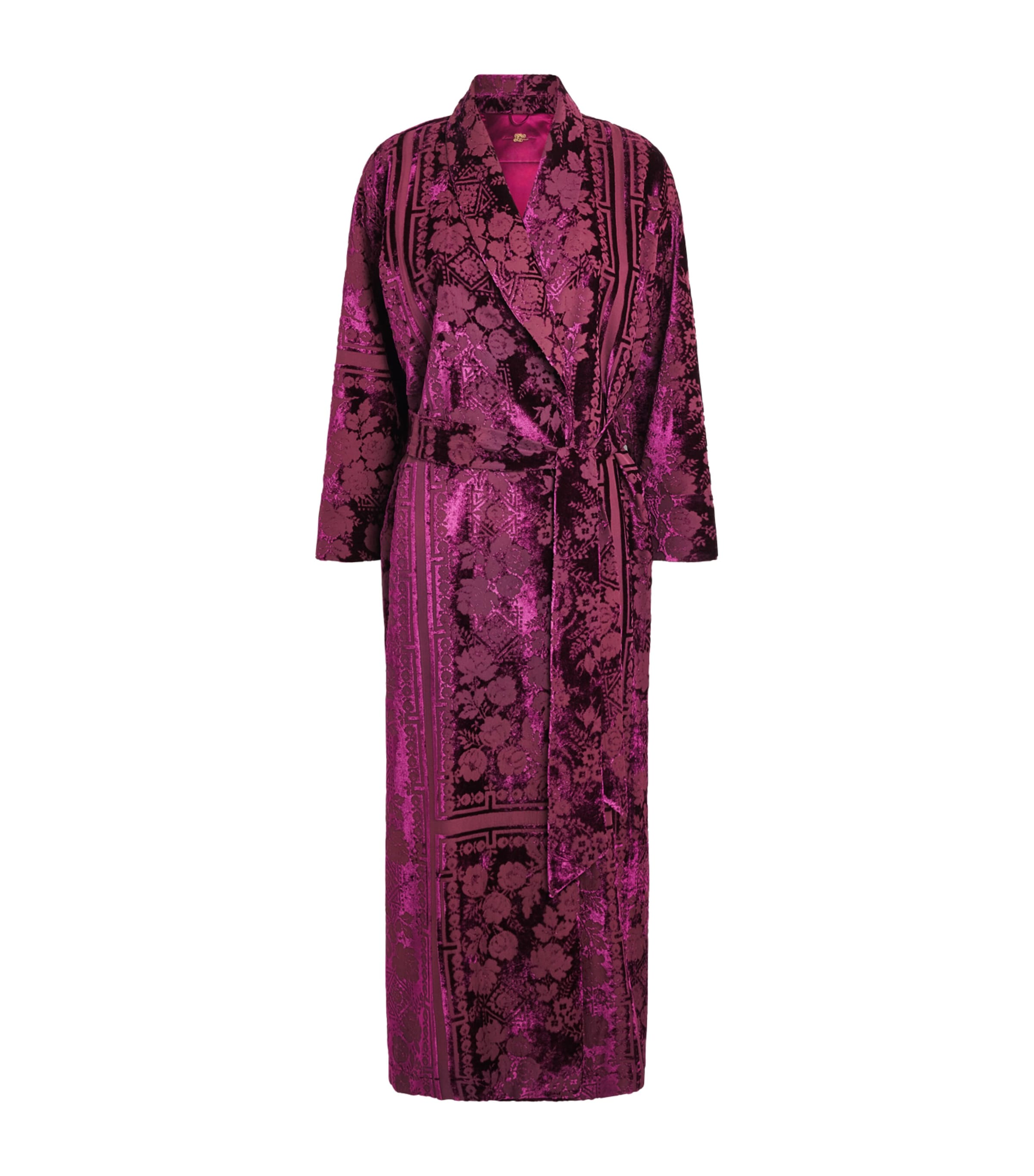 Daniel Hanson Womens Jacquard Liquid Velvet Robe Bilberry
