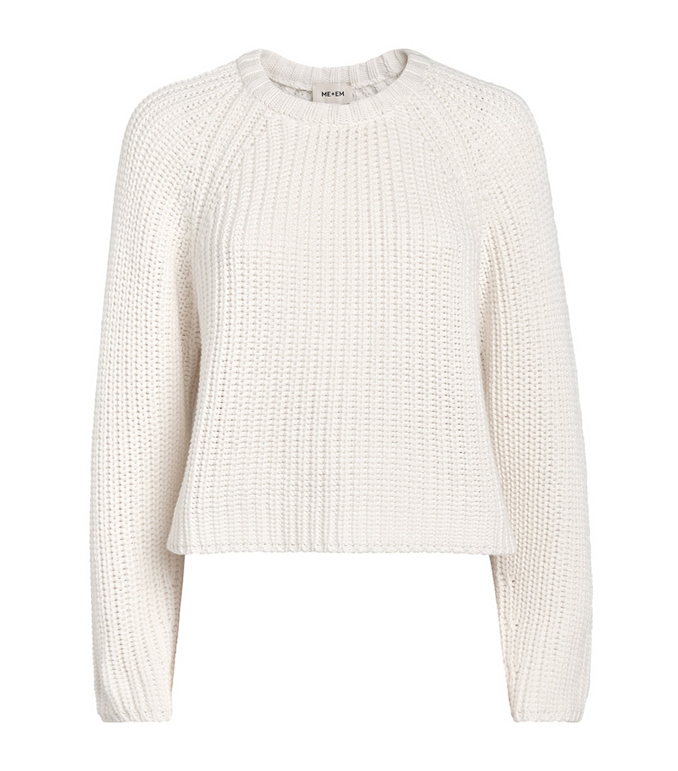 ME+EM Womens Organic Cotton Weekend Sweater Soft White