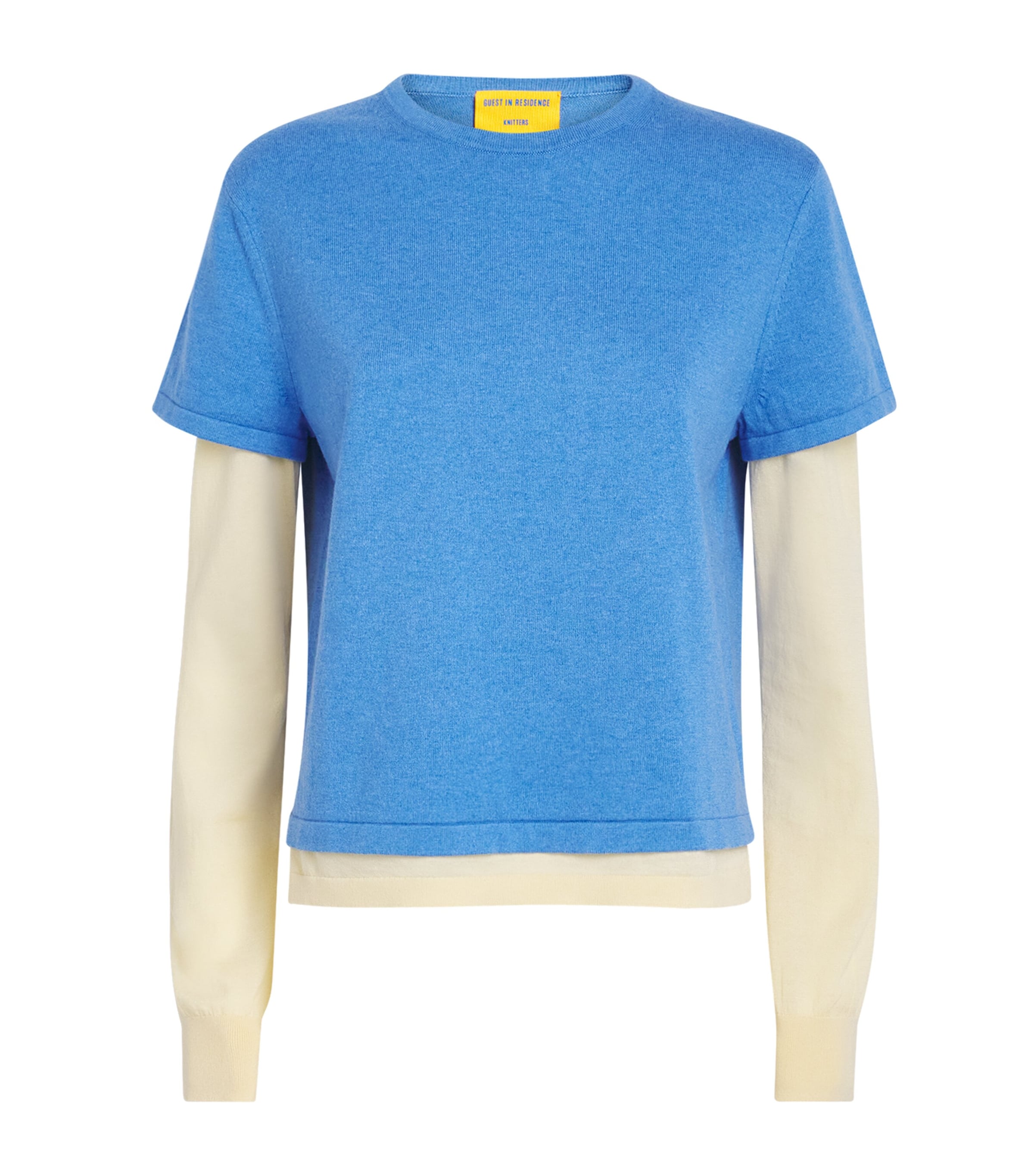 Guest In Residence Womens Cotton-Cashmere Layer T-Shirt Delft Blue/butter