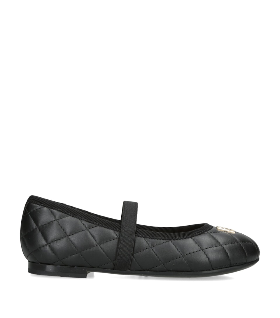 Dolce&Gabbana Kids Leather Quilted Ballet Flats Black