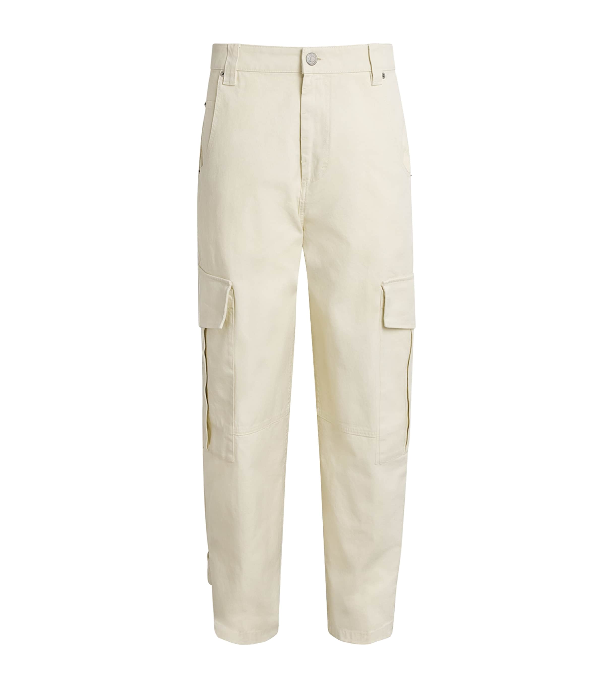 AMI Paris Womens Cotton Baggy Cargo Trousers Ivoire