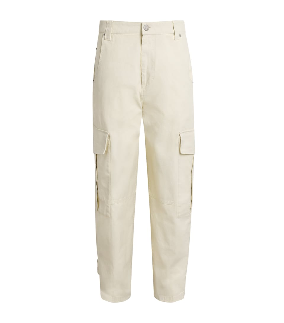 AMI Paris Womens Cotton Baggy Cargo Trousers Ivoire