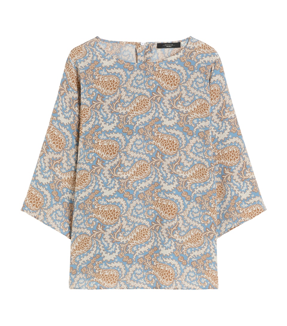 Weekend Max Mara Womens Silk Paisley Blouse Light Blue