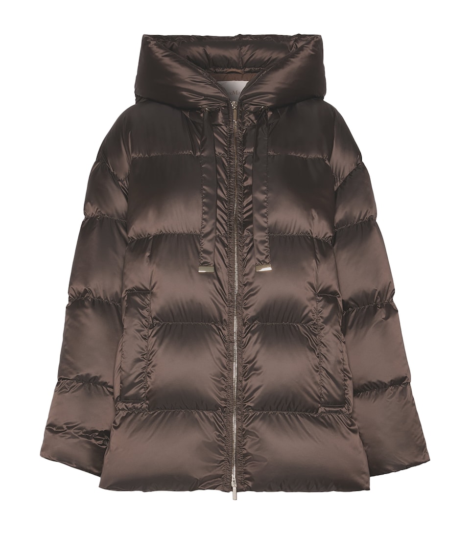 Max Mara Womens Hooded Puffer Jacket Dark Brown