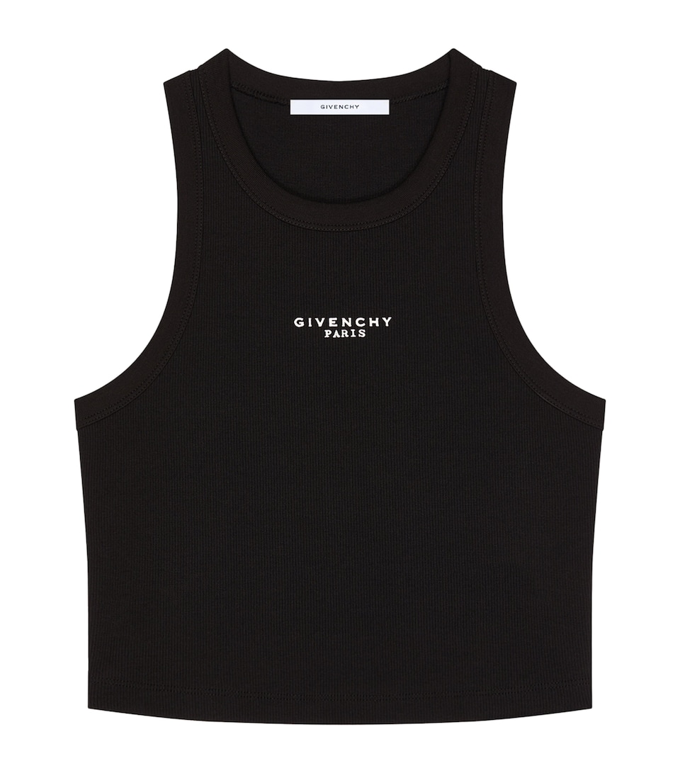 Givenchy Womens Stretch-Cotton Logo Tank Top Black