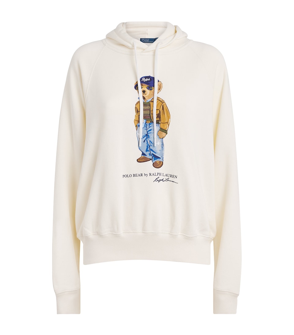 Polo Ralph Lauren Womens Cotton-Blend Polo Bear Hoodie Warm White