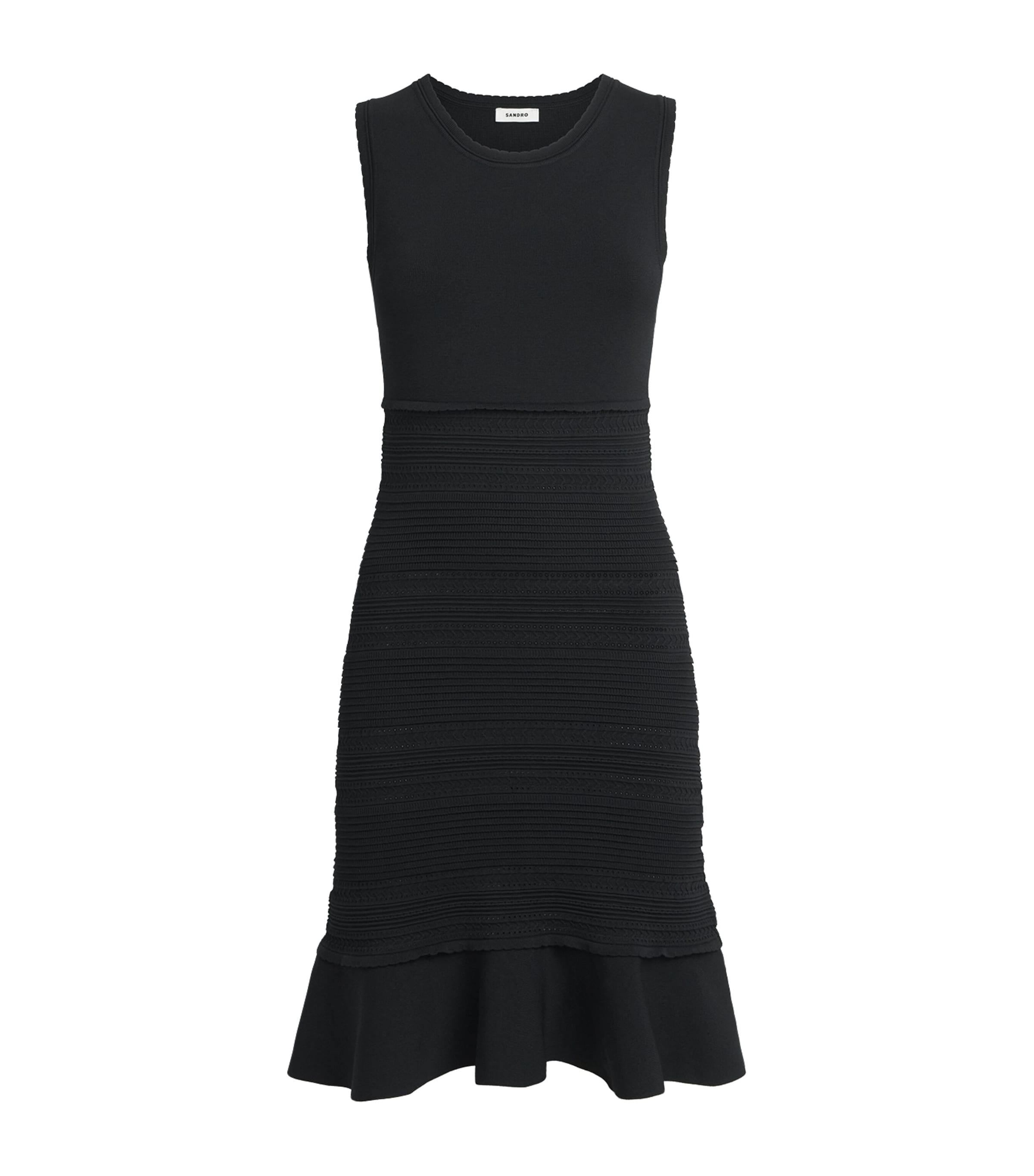 Sandro Paris Womens Knitted Pointelle Mini Dress Black
