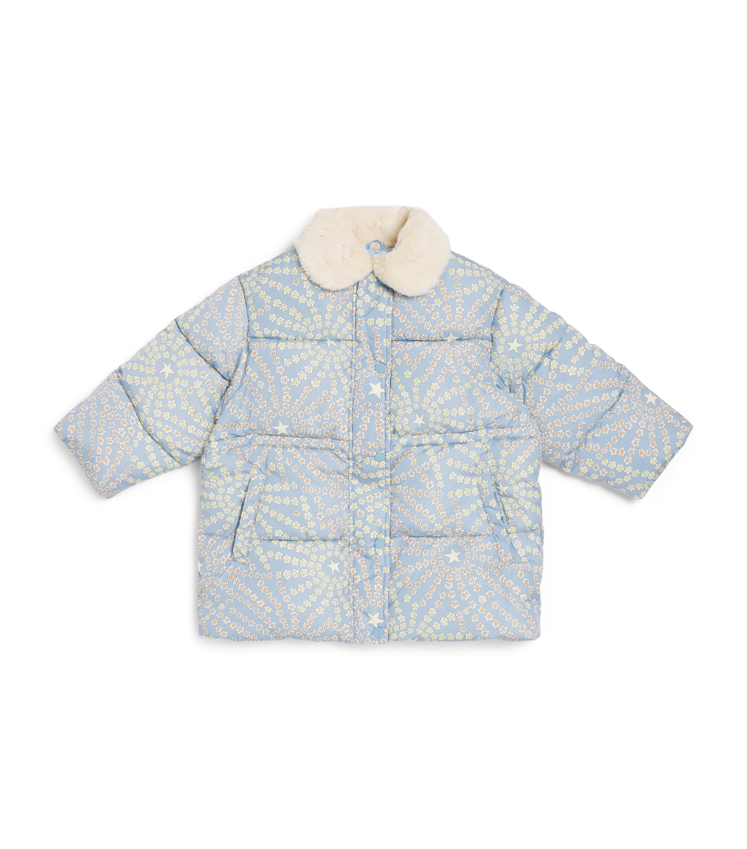 Stella McCartney Kids Star Print Puffer Jacket (3-14 Years) Blu Nebbia/multicol.