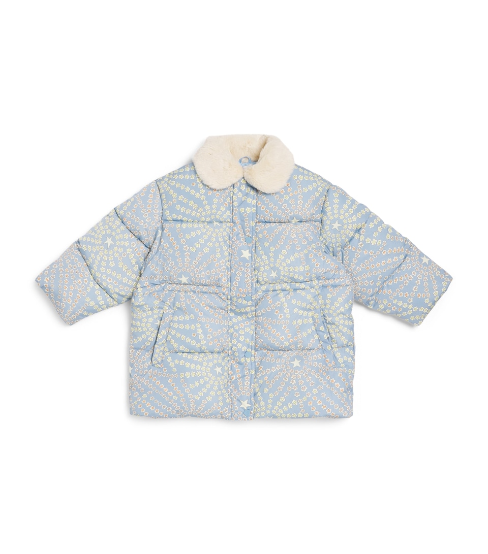 Stella McCartney Kids Star Print Puffer Jacket (3-14 Years) Blu Nebbia/multicol.
