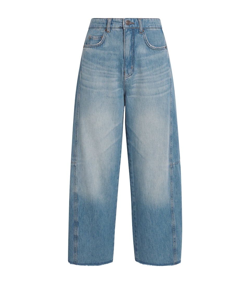 ME+EM Womens Cropped Straight Jeans Mid Blue Wash