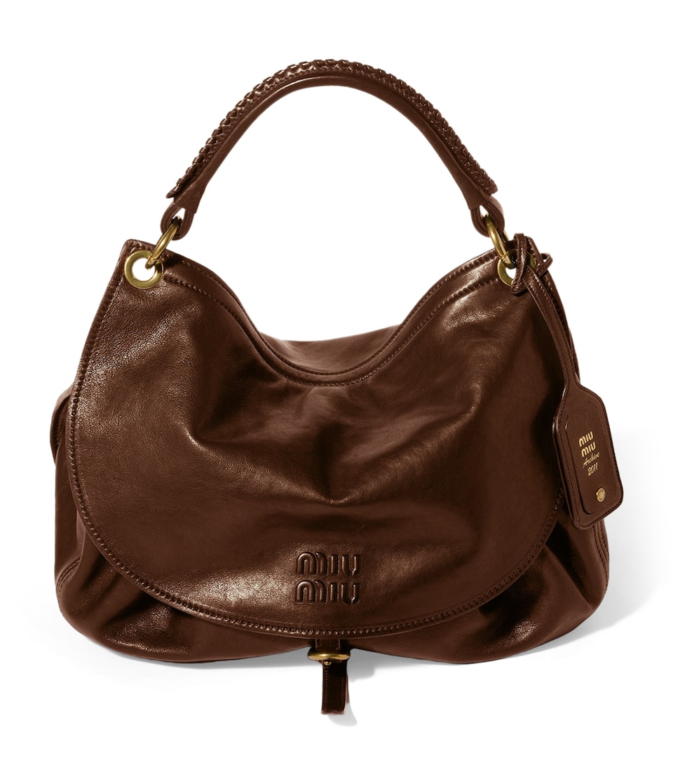 Miu Miu Leather Rendez-Vous Shoulder Bag Brown