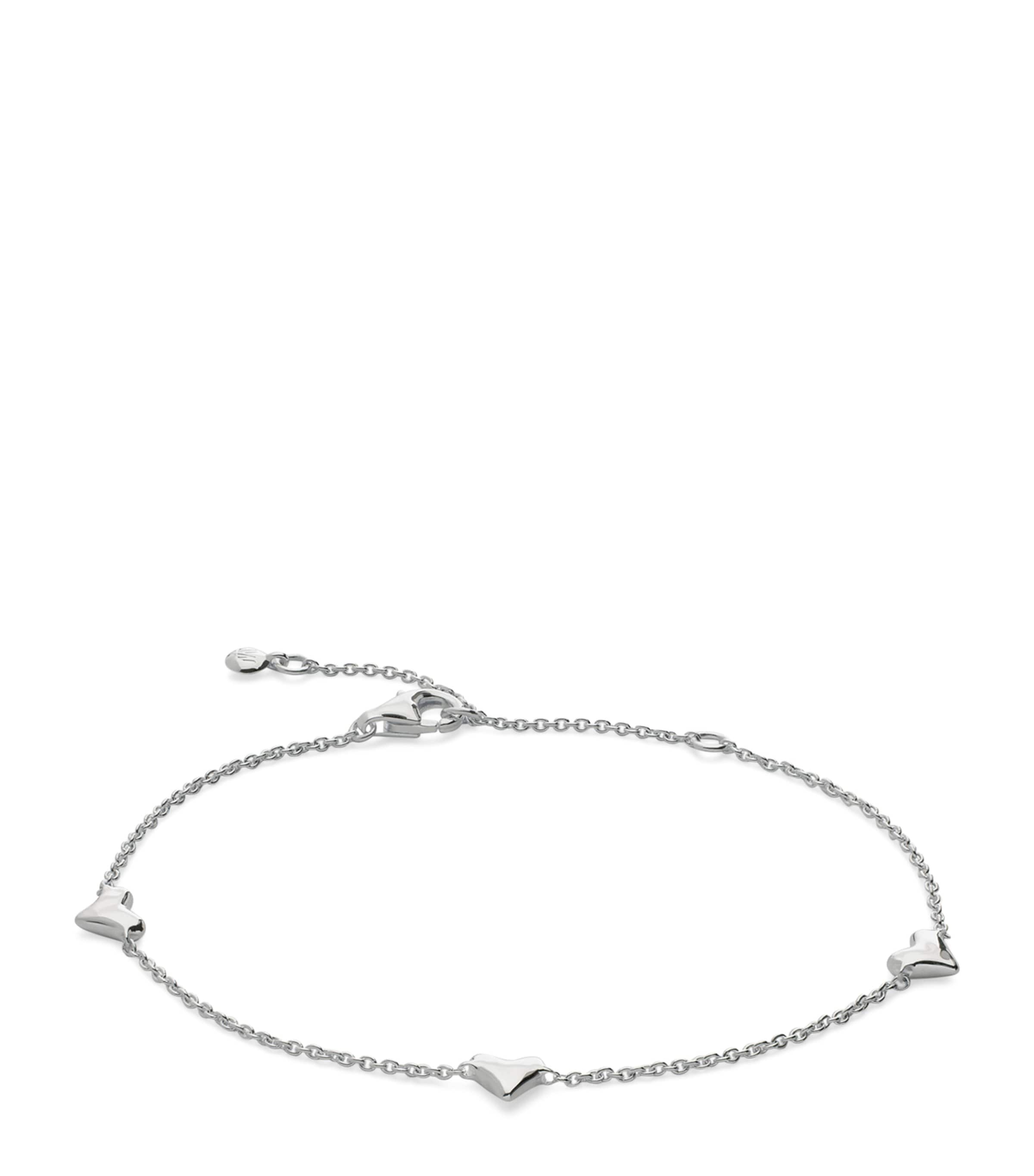Monica Vinader Sterling Silver Heart Station Chain Bracelet Sterling Silver