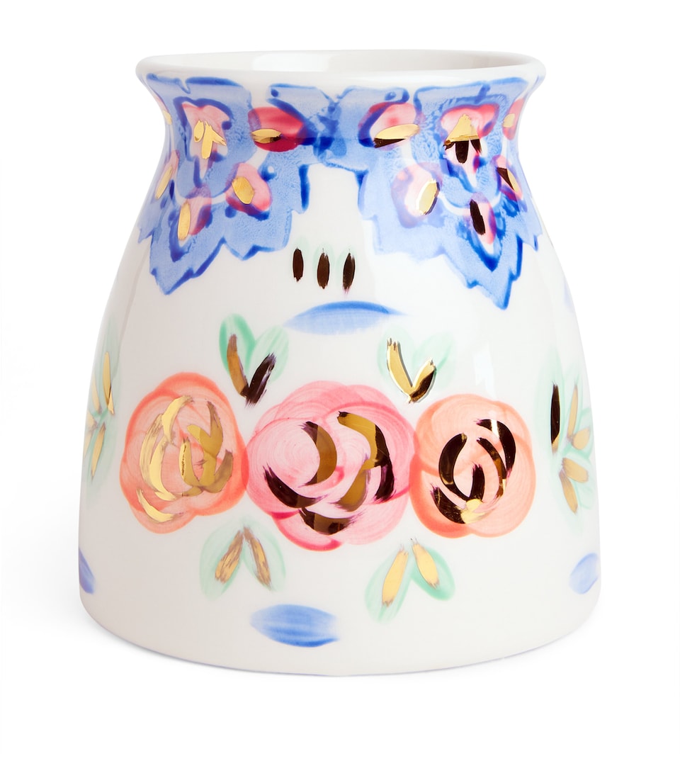 Jayne Redmond Hand-Painted Floral Vase (17cm) White