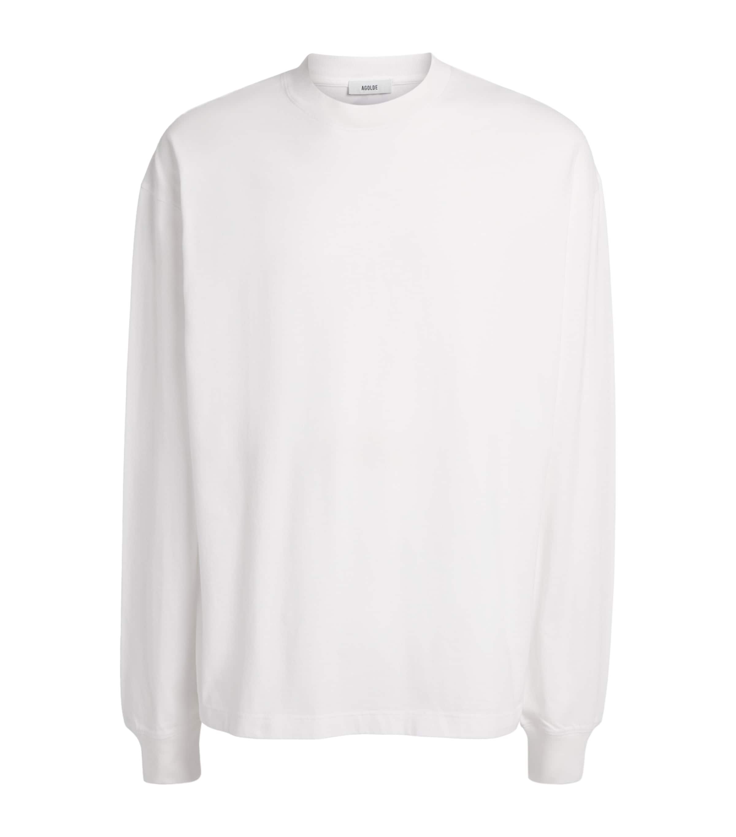 AGOLDE Mens Cotton Asha Long-Sleeve T-Shirt White