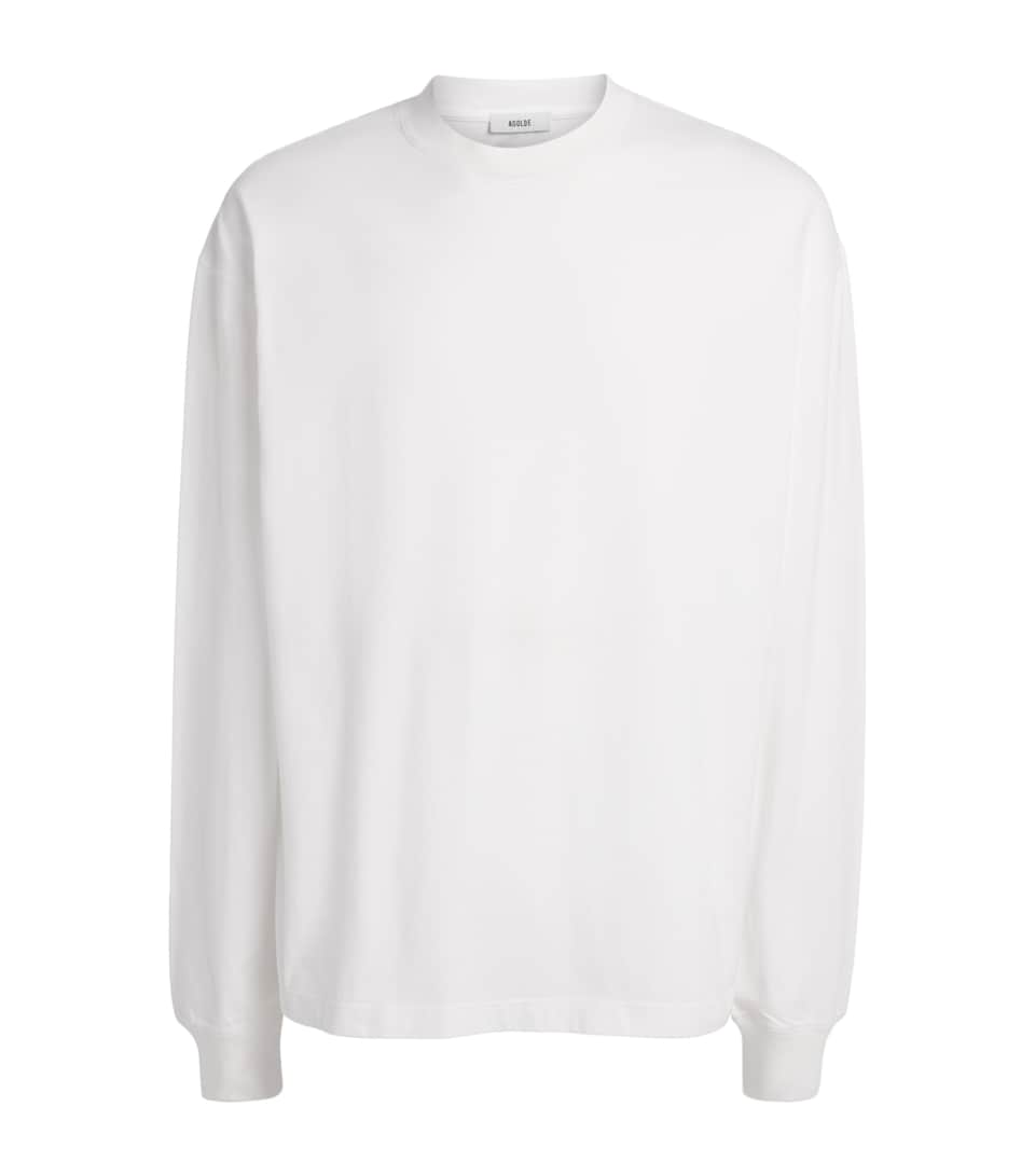 AGOLDE Mens Cotton Asha Long-Sleeve T-Shirt White