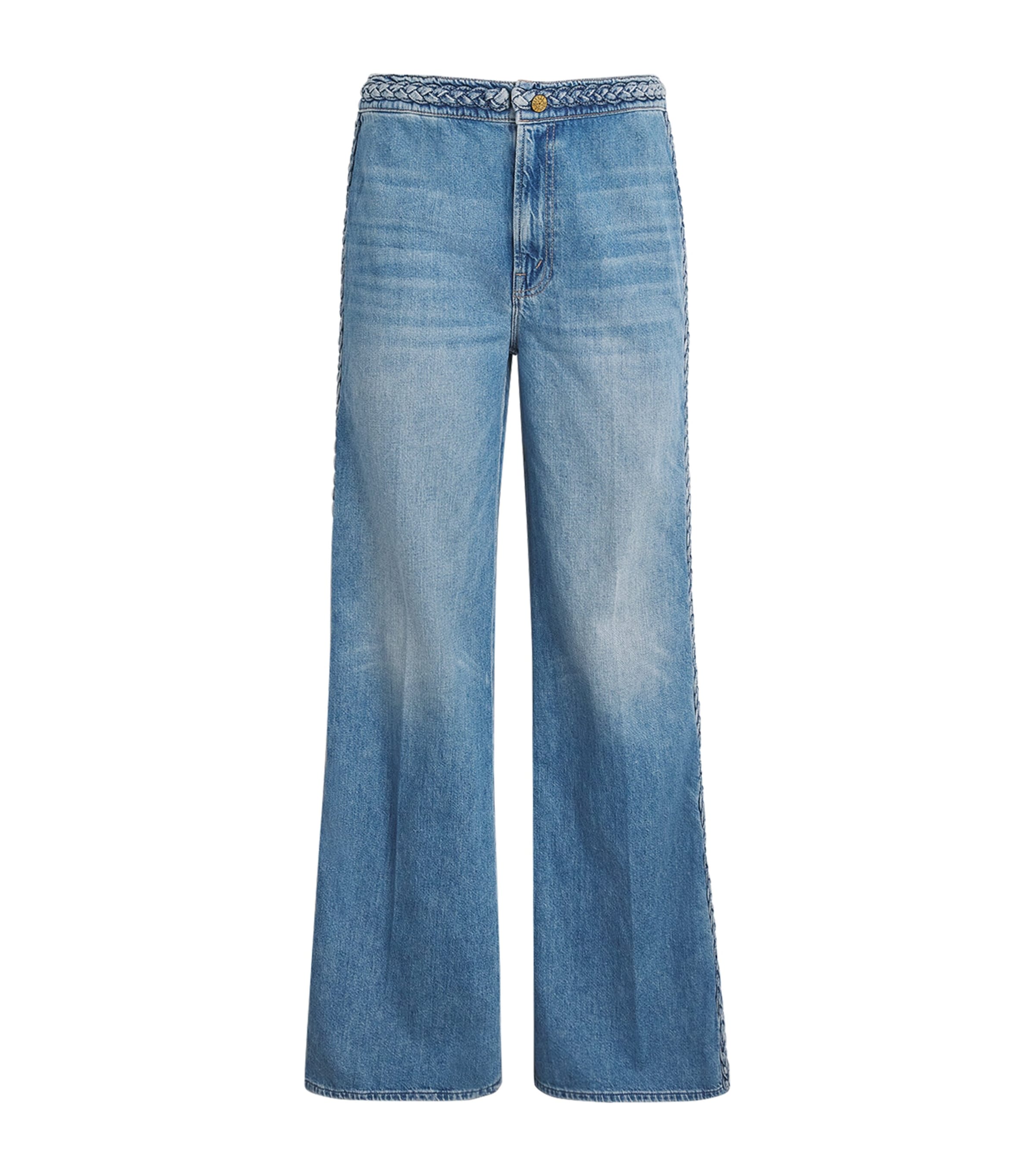 MOTHER Womens The Hustler Braided Roller Sneak Jeans Tomorrow Never Knows
