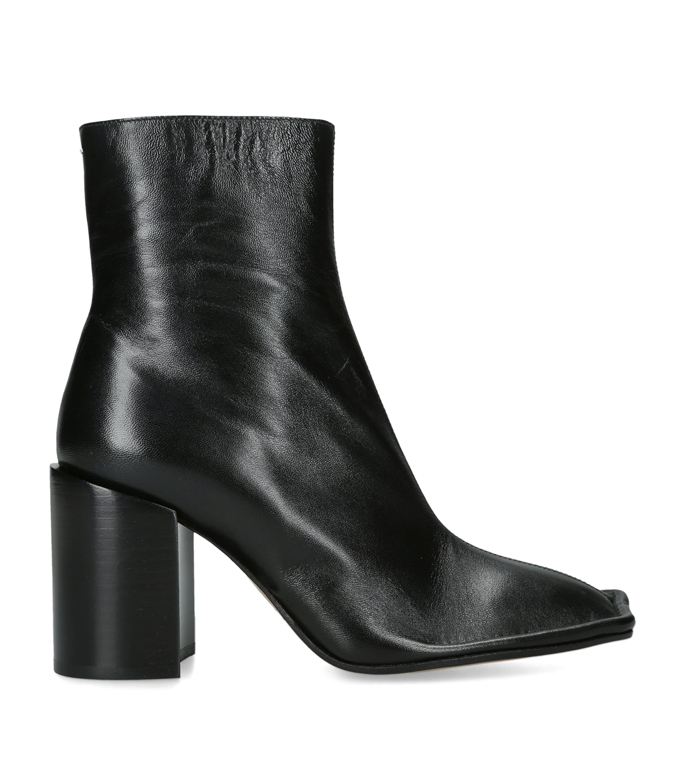 Maison Margiela Leather Piped Ankle Boots 85 Black