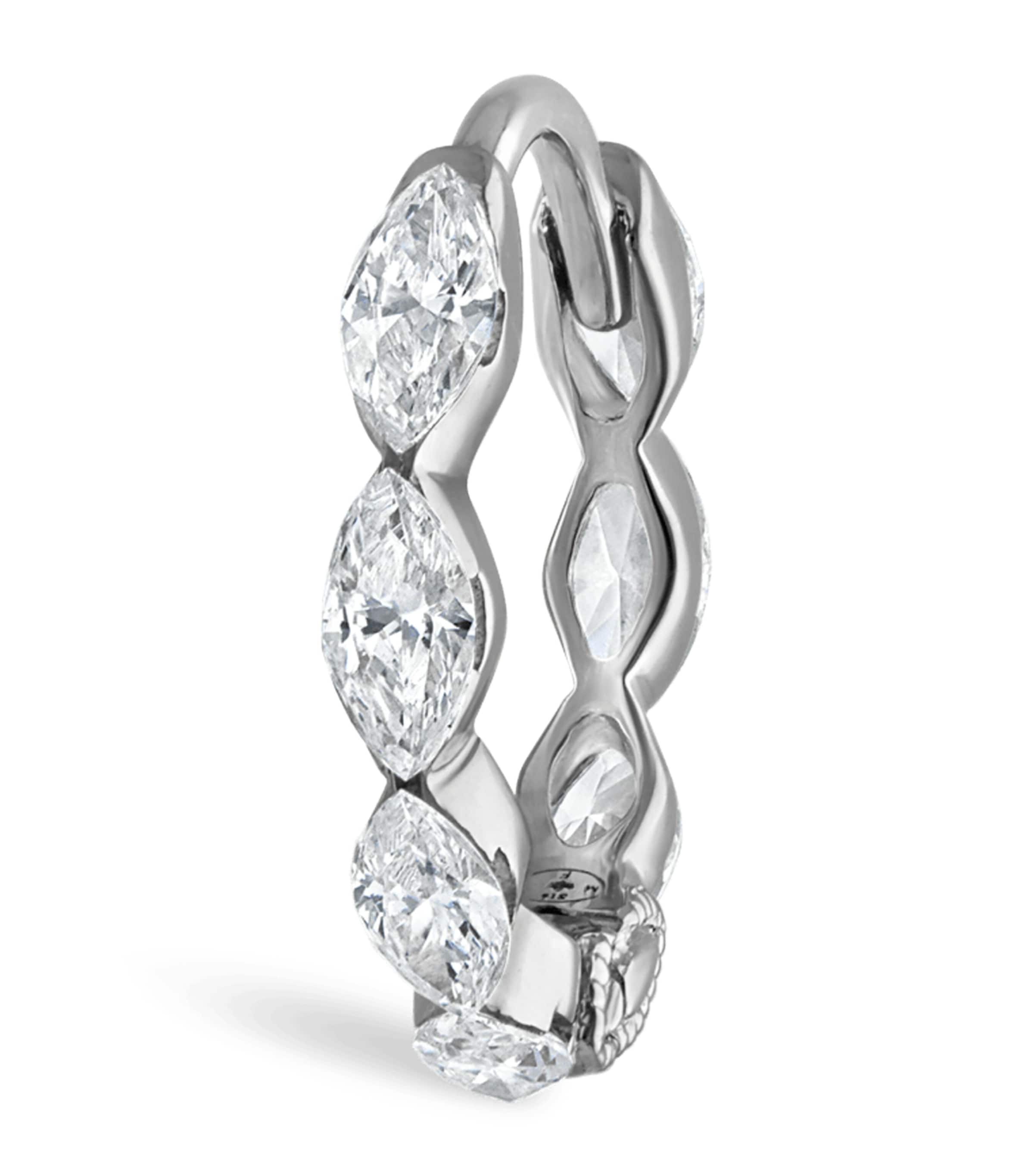 White Gold and Diamond Marquise Eternity Hoop Earring (8mm)
