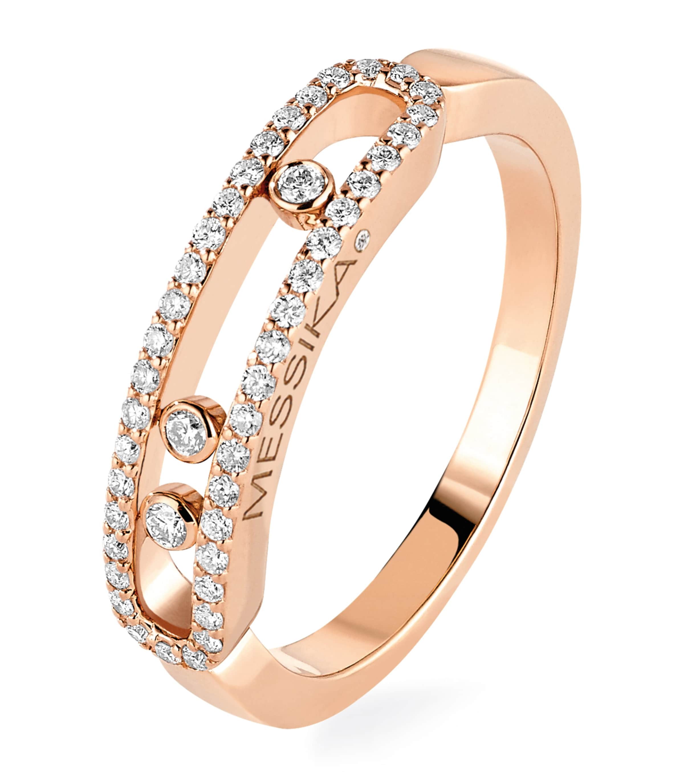 Messika Baby Move Classique Pink Gold and Diamond Pavé Ring Pink Gold