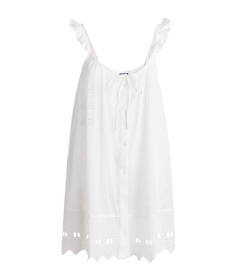 Polo Ralph Lauren Womens Cotton Openwork Mini Nightdress White Cloud