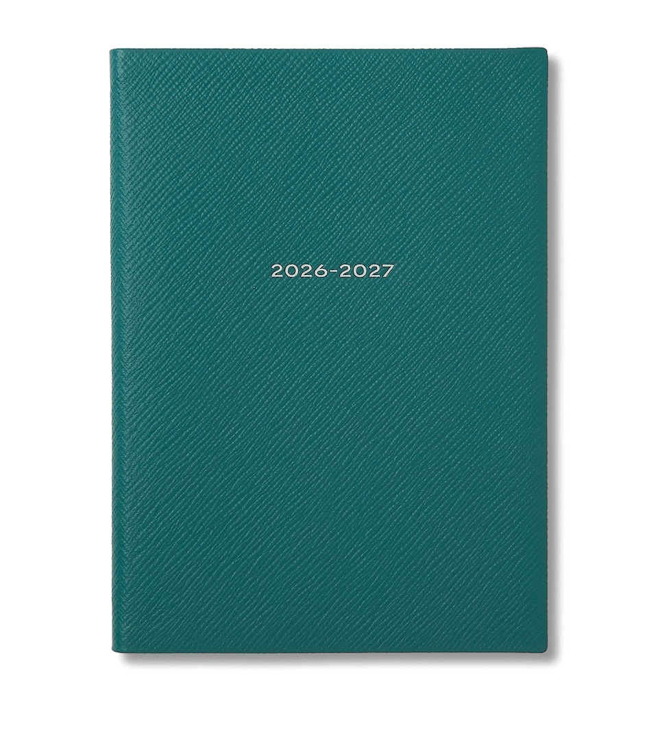 Smythson Leather Soho Weekly Diary 2026-2027 Petrol
