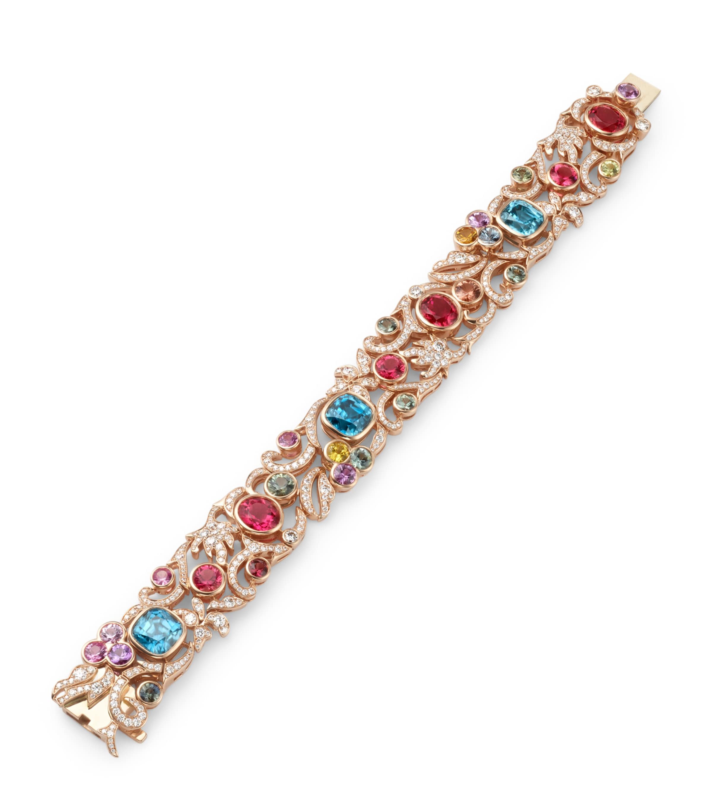 Boodles Rose Gold, Diamond and Gemstone The Palace Collection Royal Damask Bracelet Pink