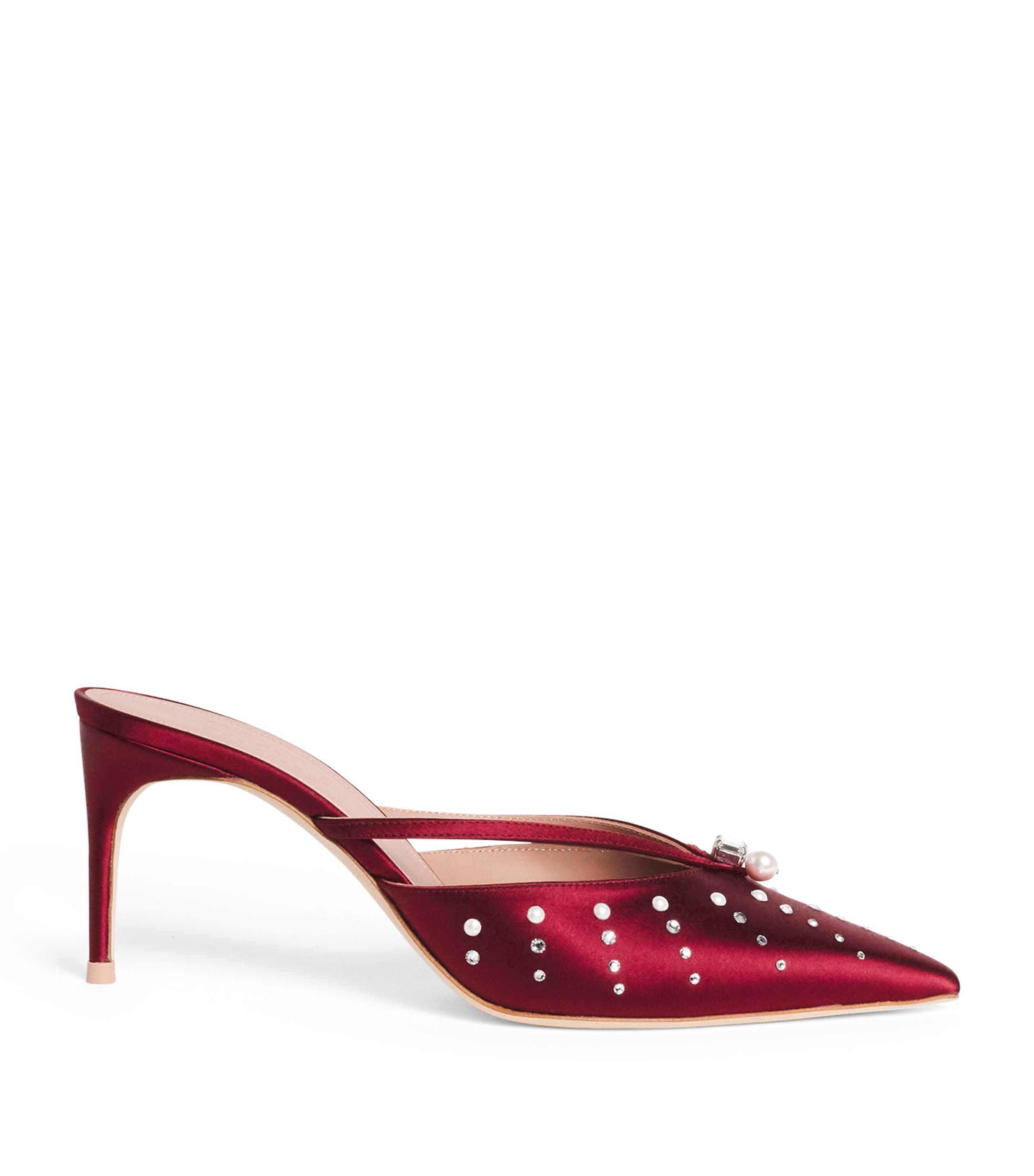 Satin Embellished Marisa Heeled Mules 70