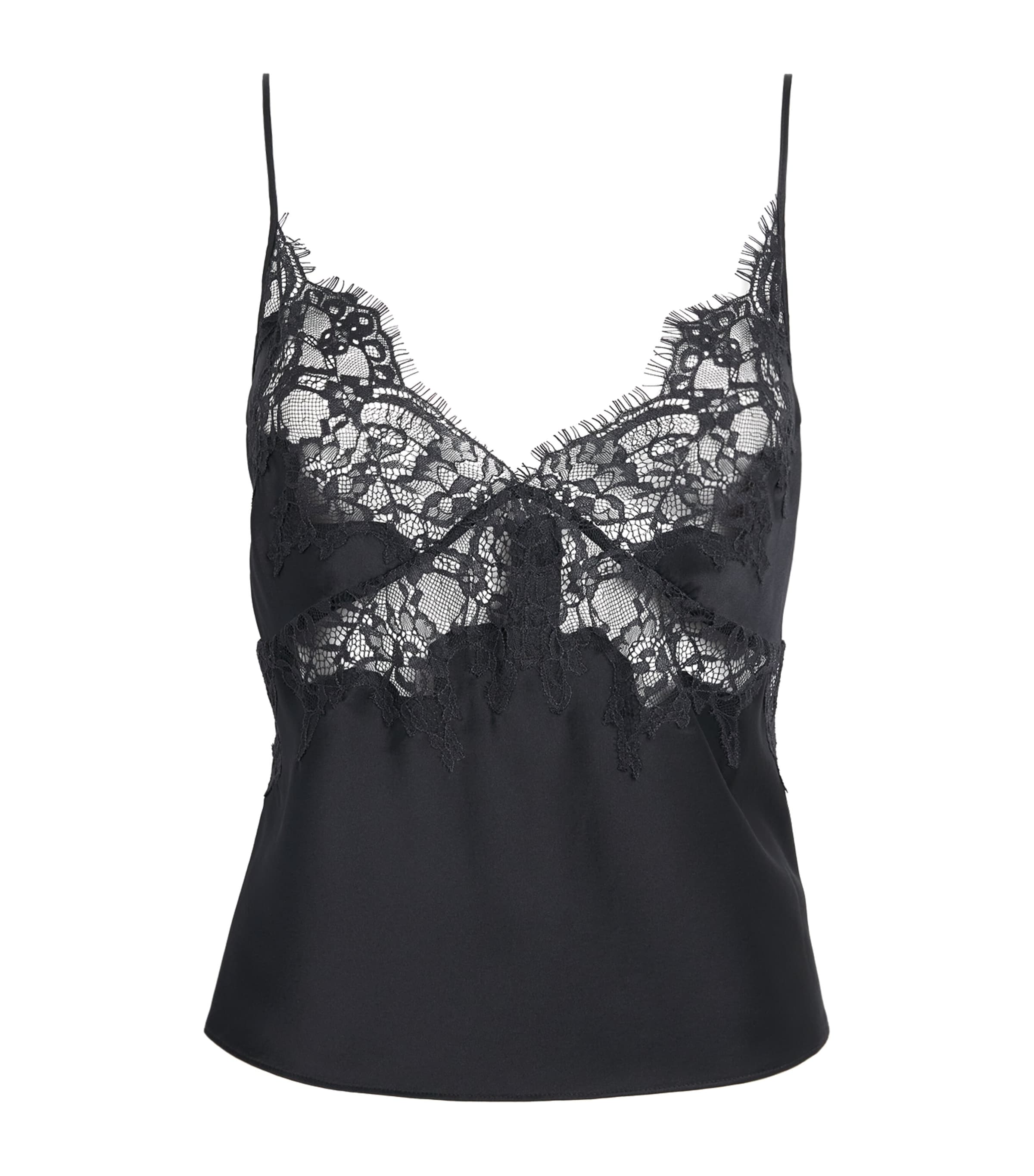 Skims Womens Silk-Lace Cami Top Onyx