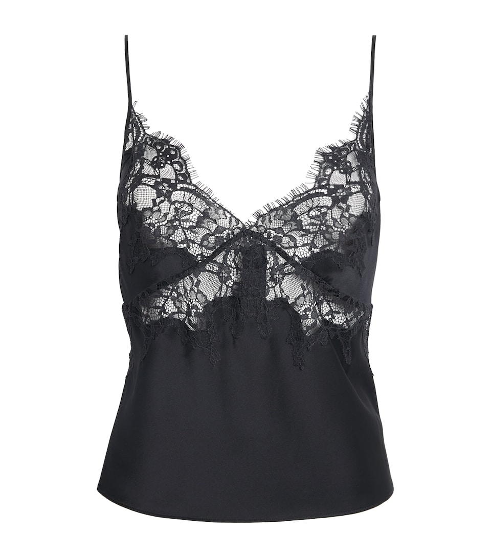 Skims Womens Silk-Lace Cami Top Onyx