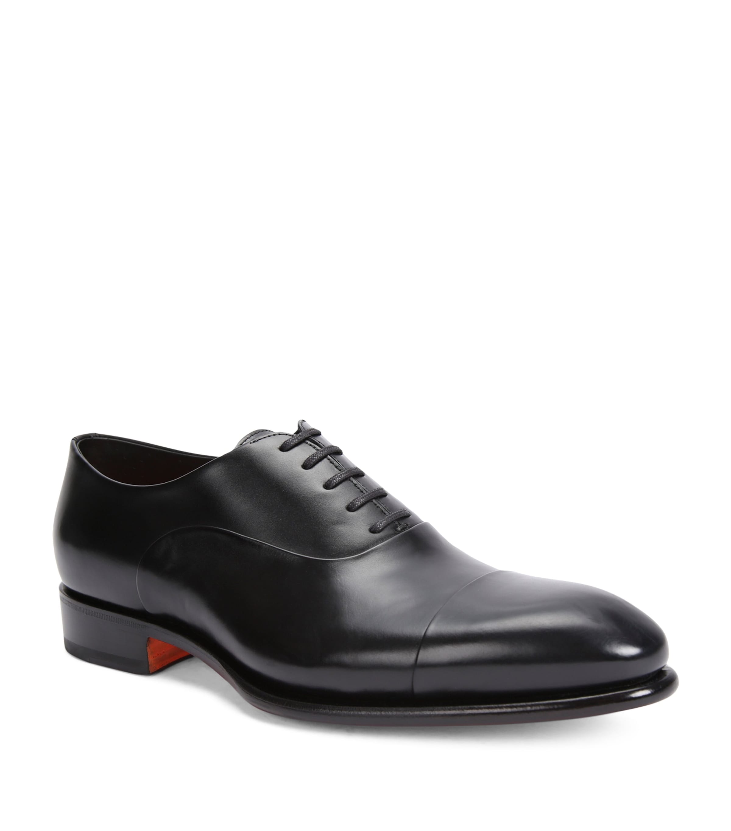 Santoni Leather Carter Oxford Shoes Black